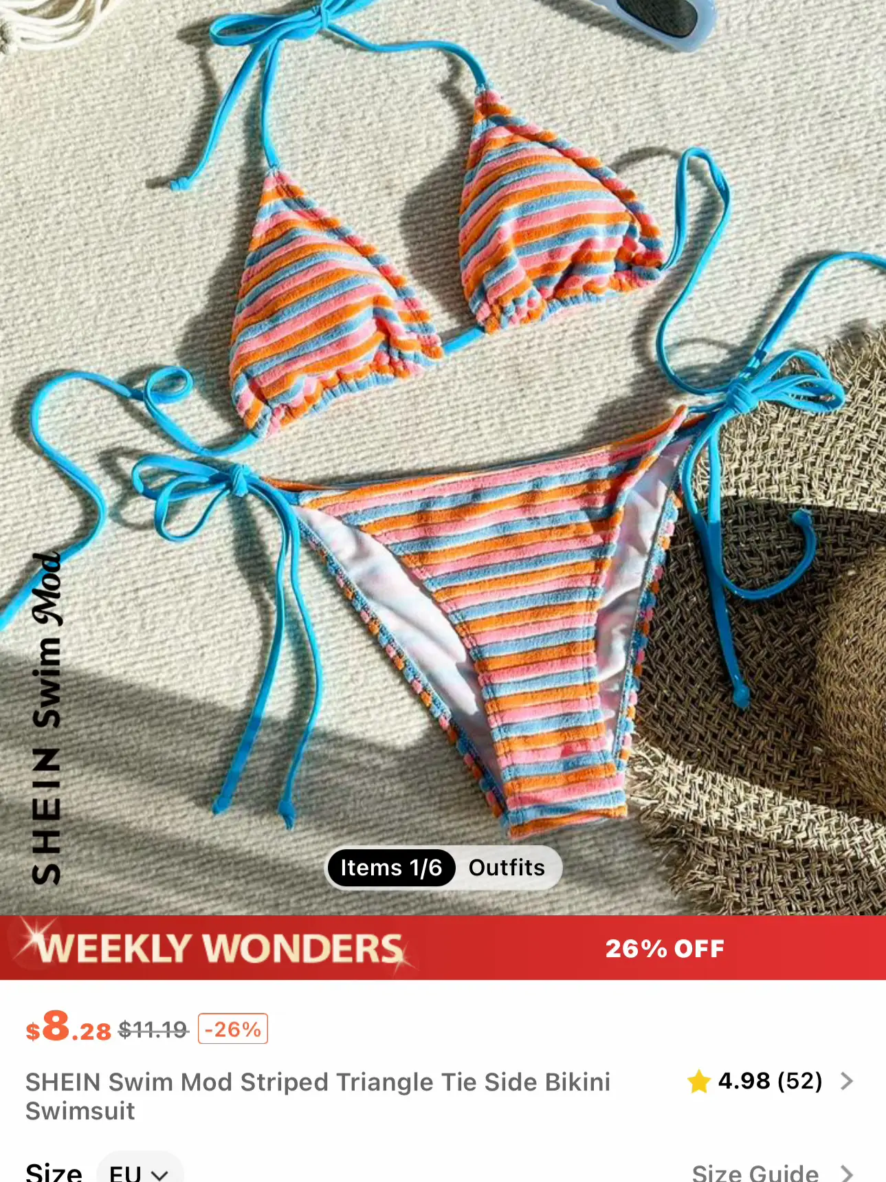 SHEIN Swim Vcay Allover Graphic Knot Front Bikini Swimsuit