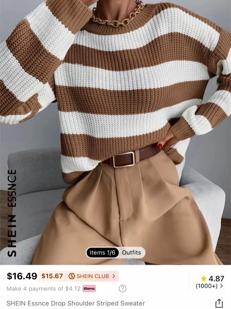 SHEIN EZwear Striped Pattern Colorblock Sweater