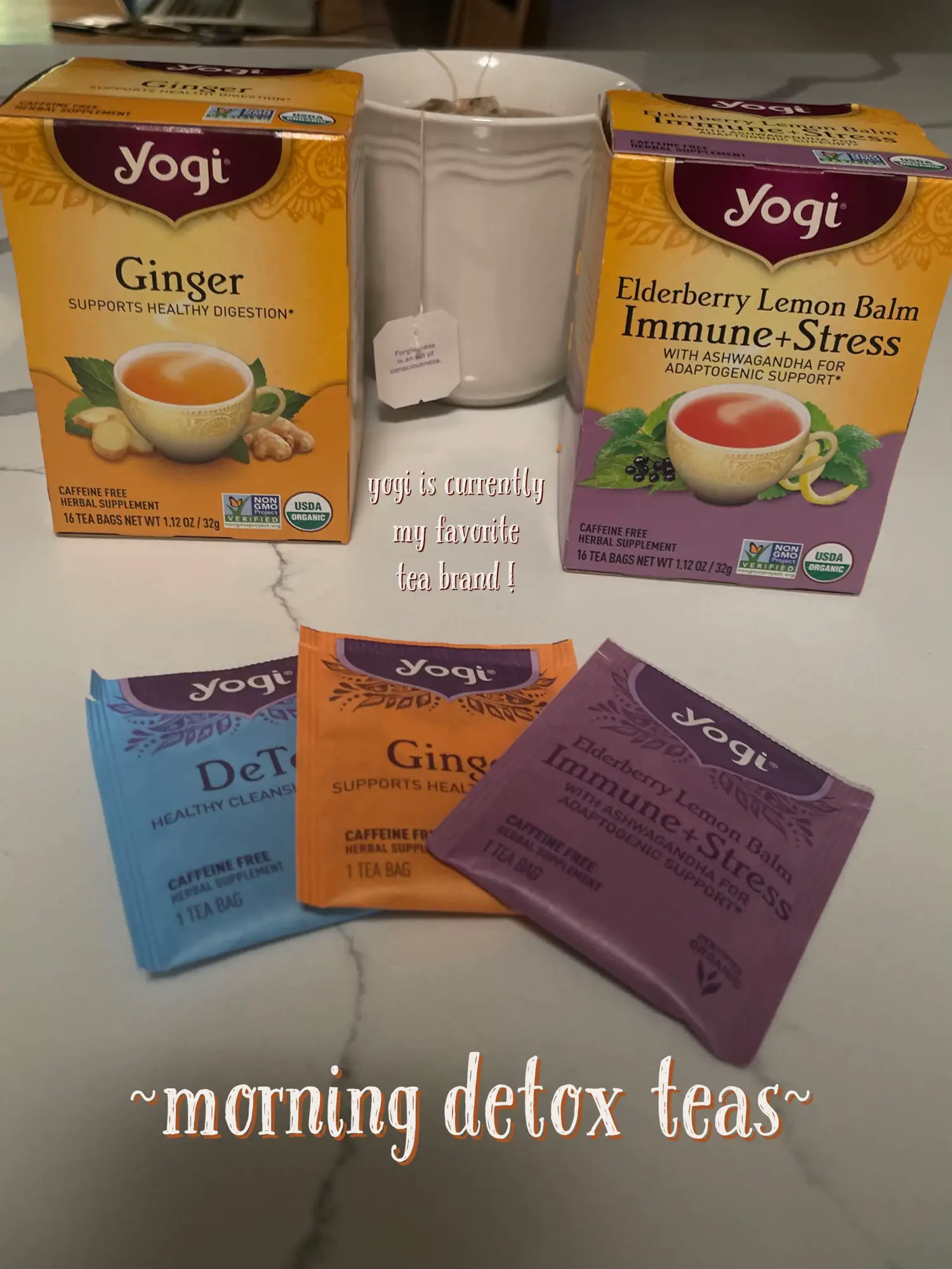 Yogi Tea, Blueberry Sage Stress Relief, Herbal Tea, Wellness Tea Bags, 4  Boxes of 16 