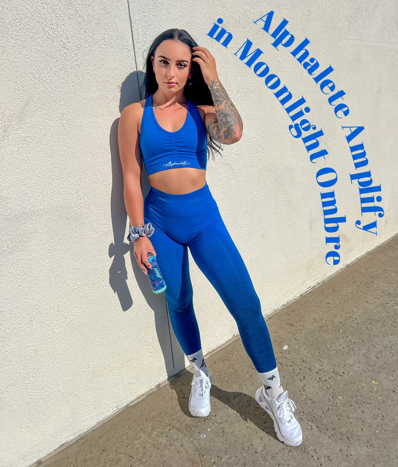 Blue Ombre Leggings Yoga, Running Pants for Women, Cute Workout