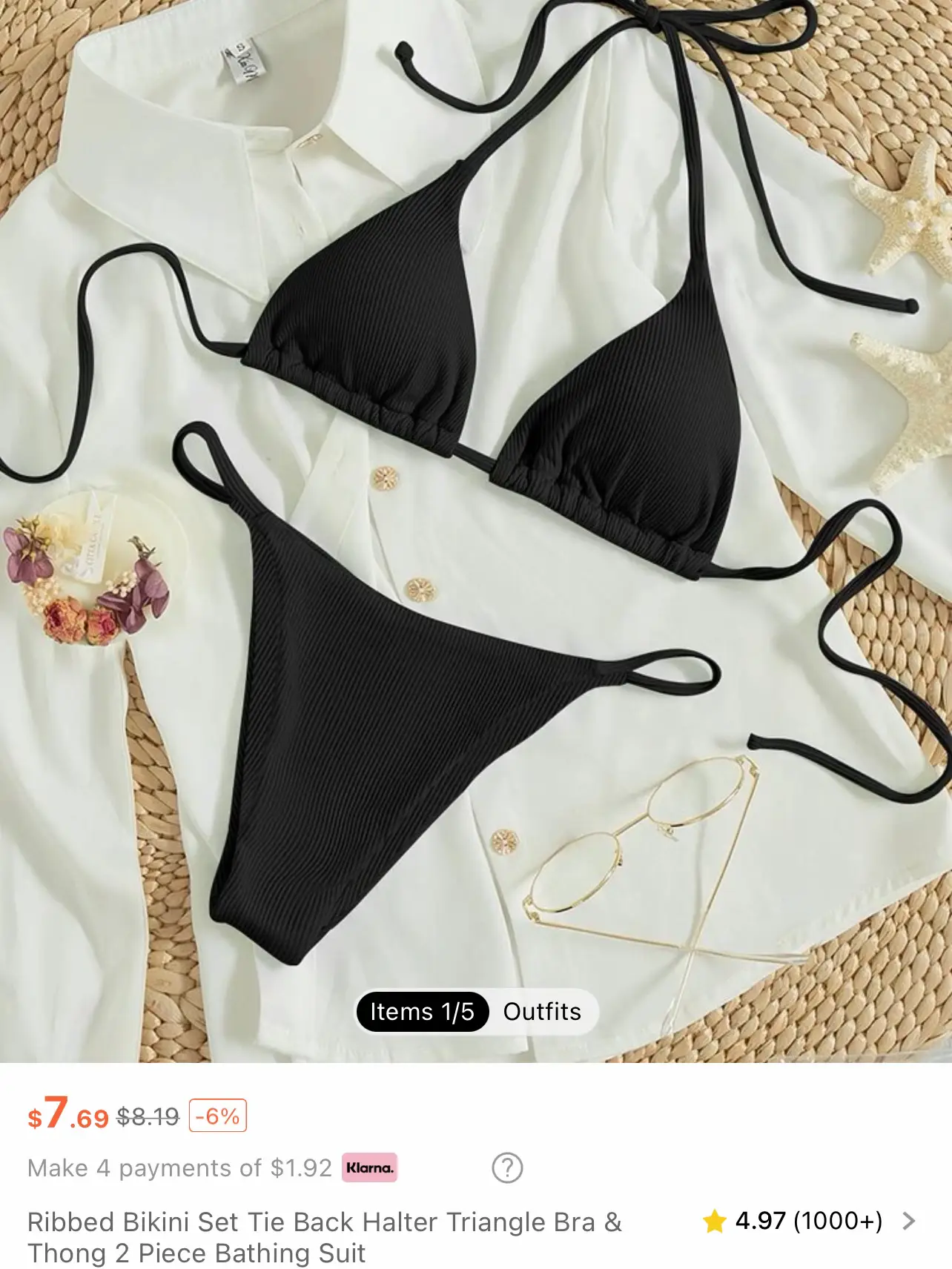 SHEIN Swim Vcay Solid Bikini Set Twist Front Push Up Bra & Cheeky