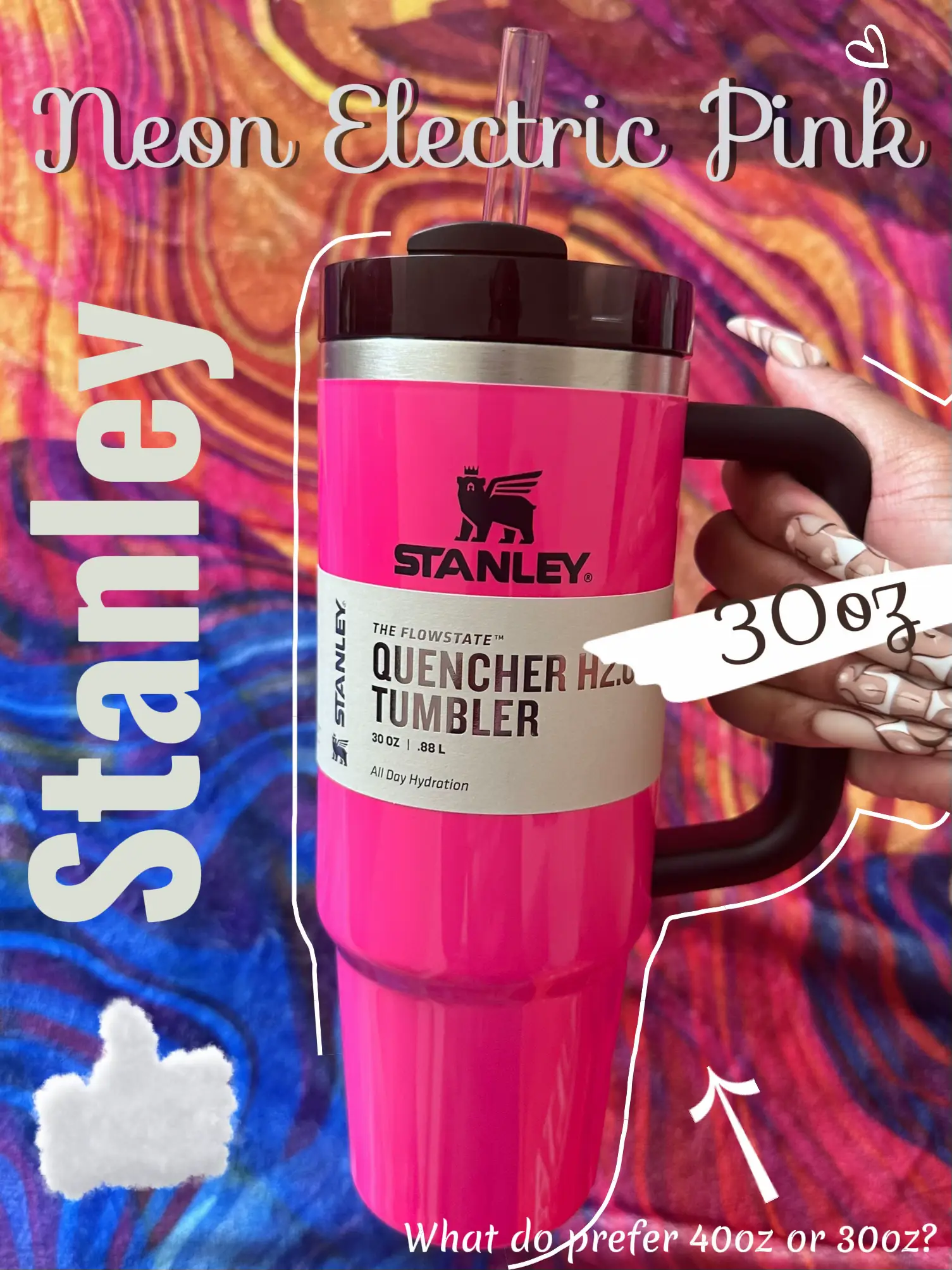 Stanley 30 oz Stainless Steel H2.0 Flowstate Quencher Tumbler Sizzling Pink  : : Home