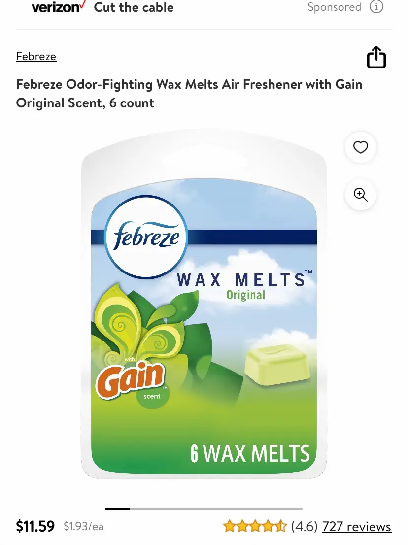 Febreze Febreze Unstopables Wax Melts, Air Freshener, FRESH, 8 wax