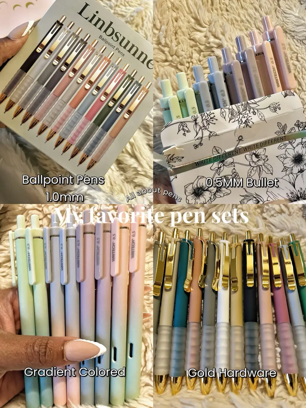 Buy 5 Pcs/pack Blush Color Design Gel Ink Pen Set Gradient Girlish