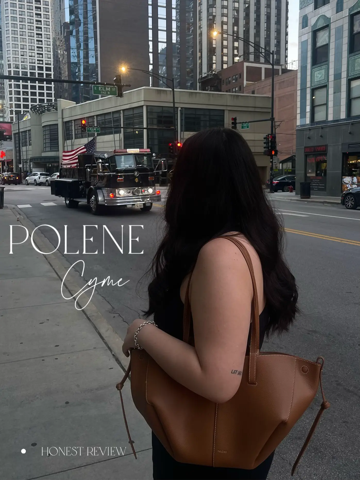 Polène, Bag - Cyme Mini - Cognac Textured Leather