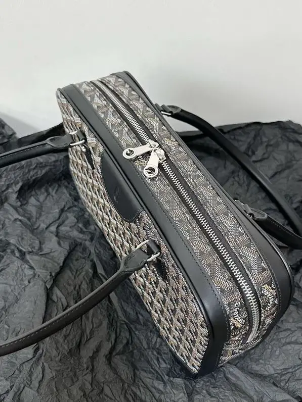 Goyard Suitcase Trunk With Leather Buckle Straps Rare Design