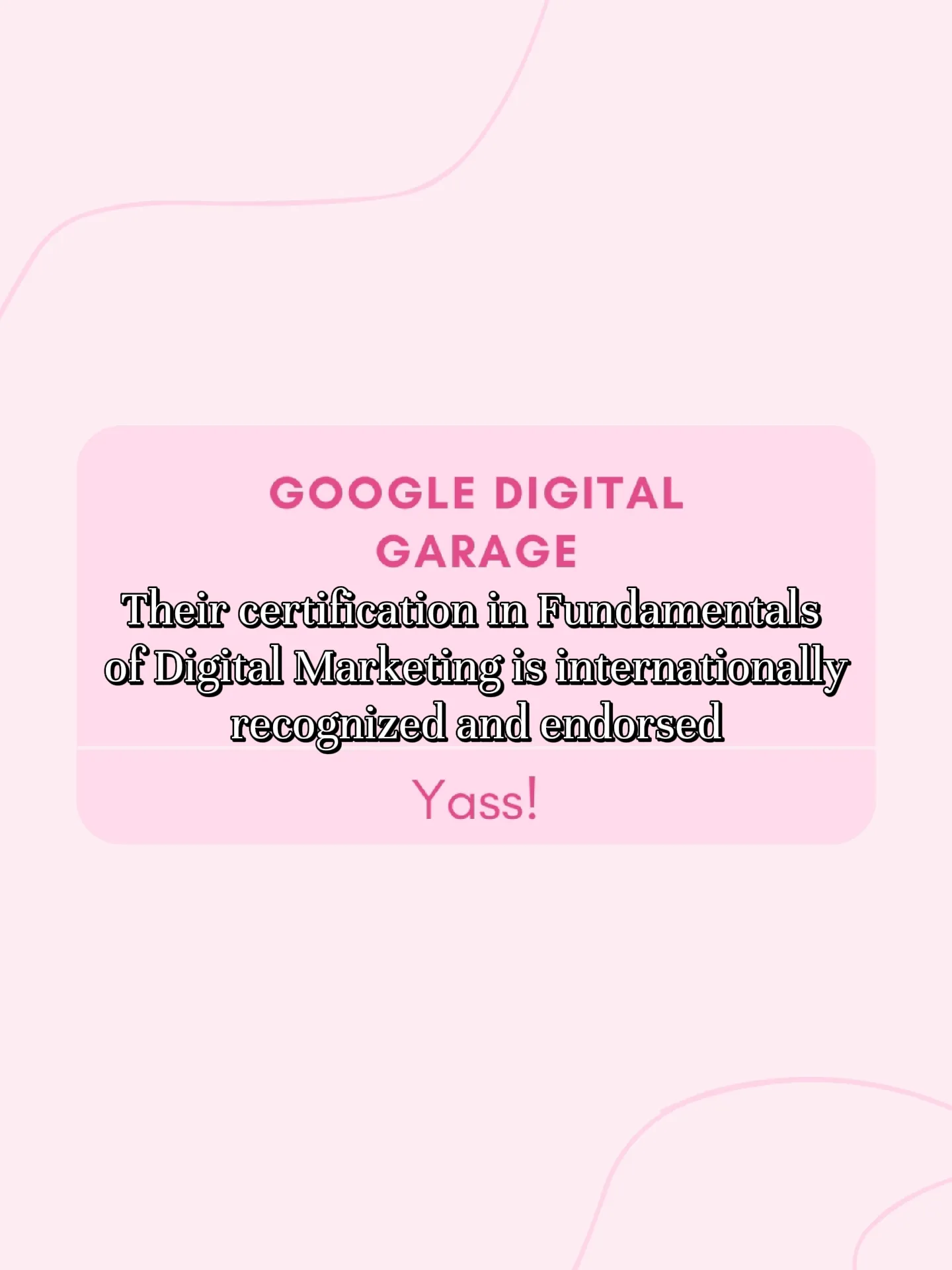  A white background with a pink logo for Google Digital Garage.