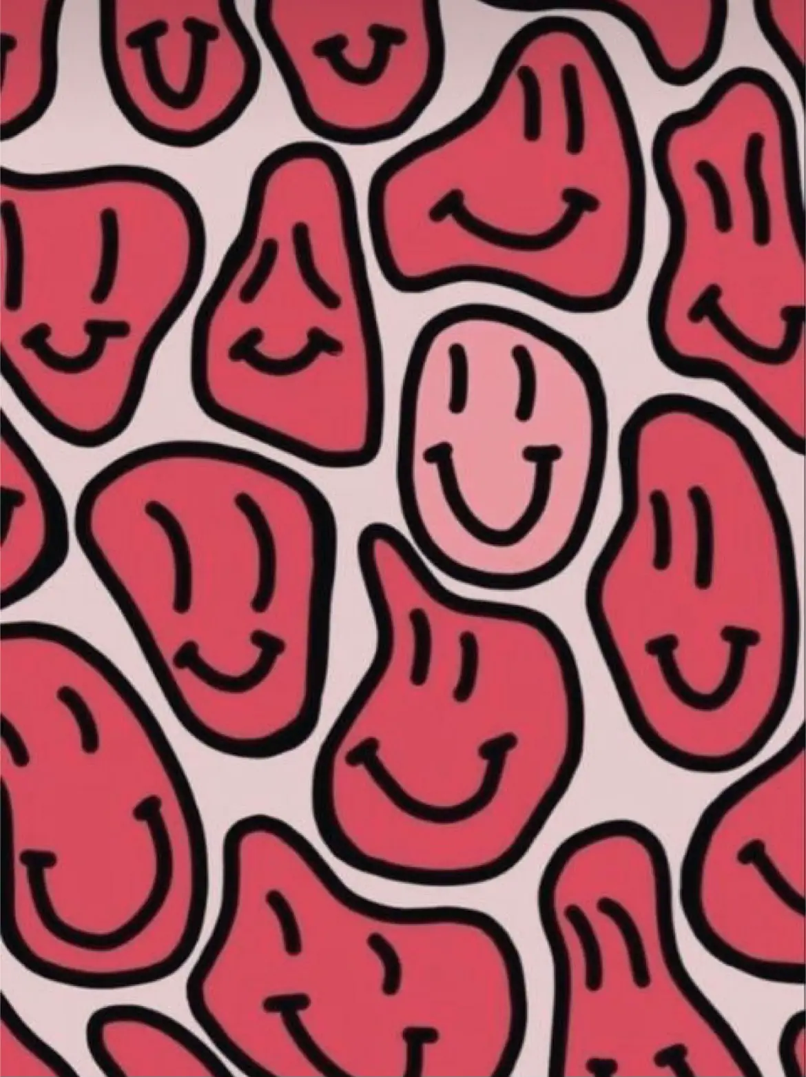 Large Pink and Red Vsco Smiley Face Pattern - Preppy Aesthetic