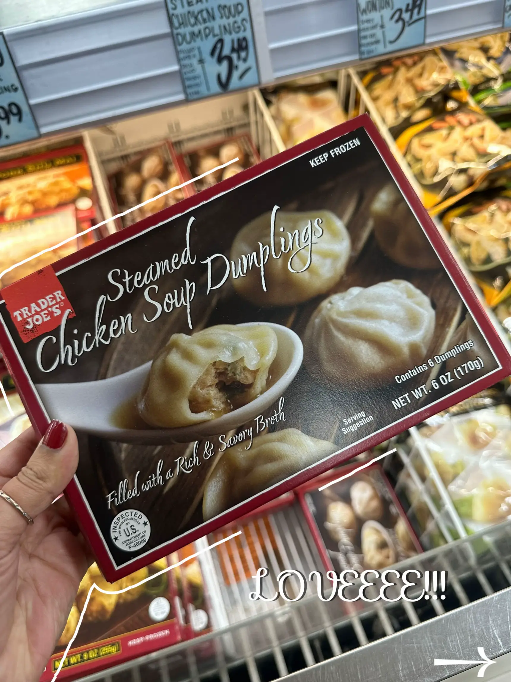 Trader Joe's Steamed Chicken Soup Dumplings (Pack of 8) - Frozen White  Chicken Meat Filled with a Rich and Savory Broth - Delicious Frozen Meal 