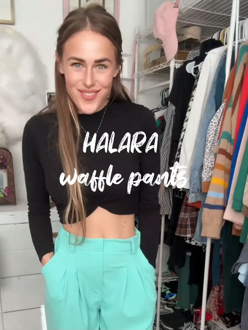 HALARA high wasted waffle pants with pockets