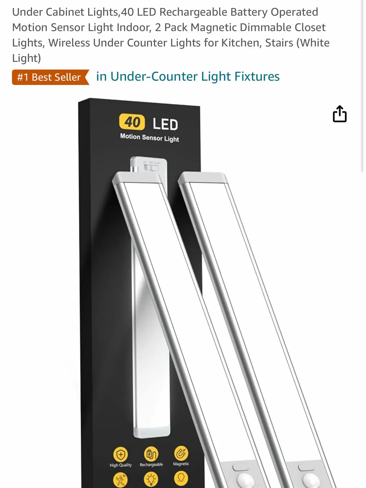 AUGE LIGHT Designed, Motion Sensor Light Magnetic Body Sensor Wall Light  Wall Sconce Rechargeable USB Torch Light Cordless Handheld Portable for