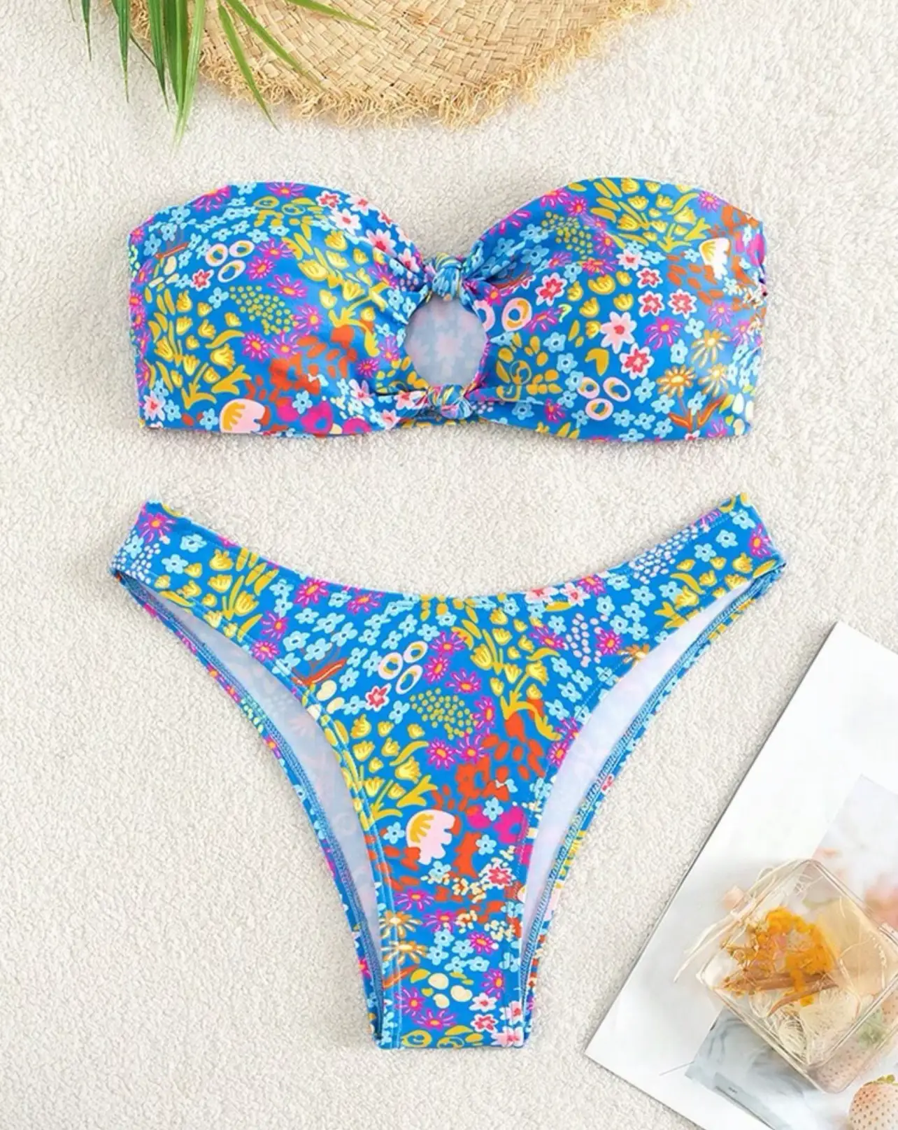 SHEIN Swim Basics Ruched Bikini Set Push Up Bra & Scrunch Butt