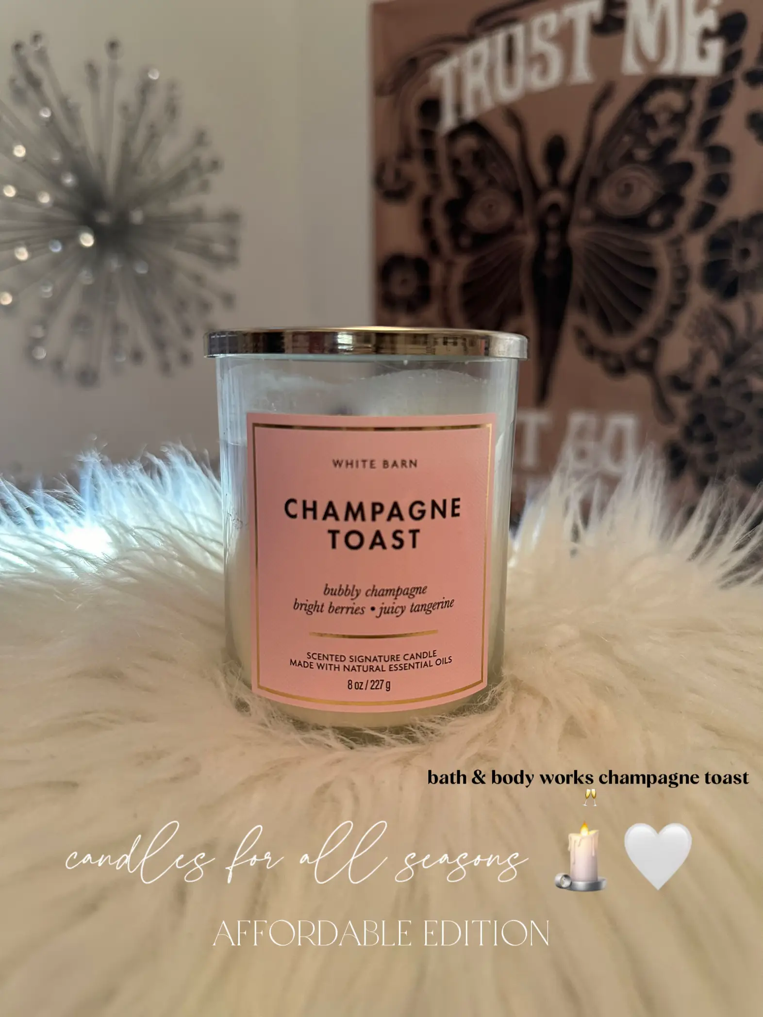 Bath & Body Works, Accents, Champagne Toast Candle White Barn Bbw