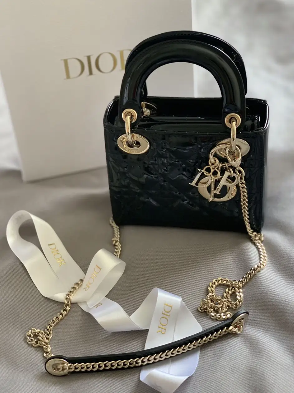 30 montaigne chain patent leather handbag Dior Navy in Patent