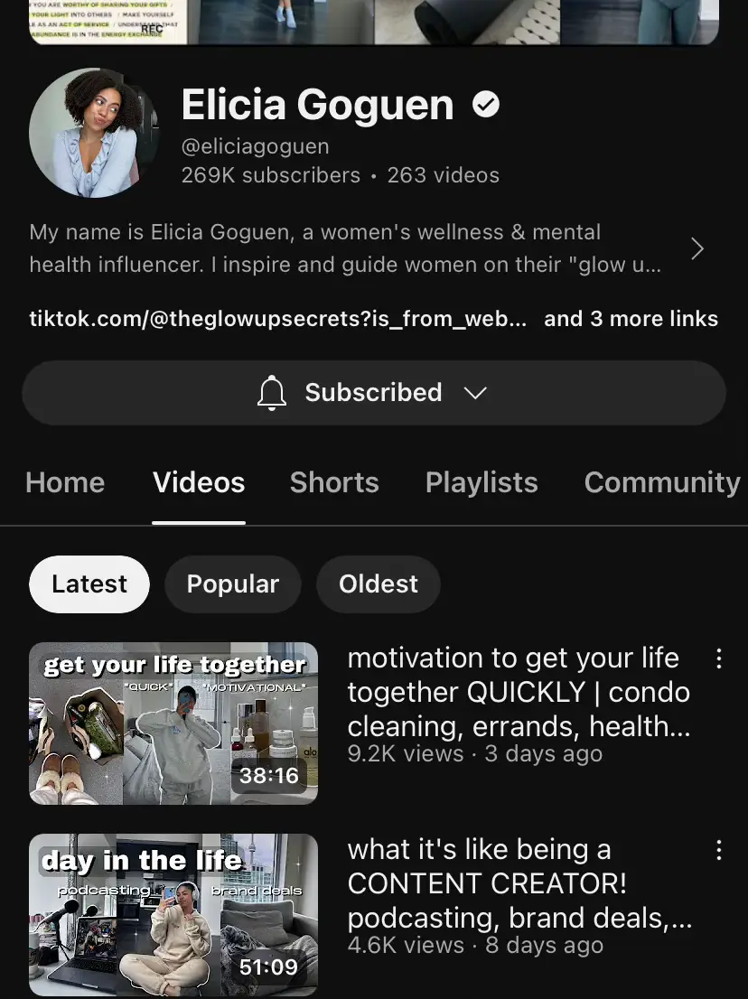  A screen showing a list of videos and posts.