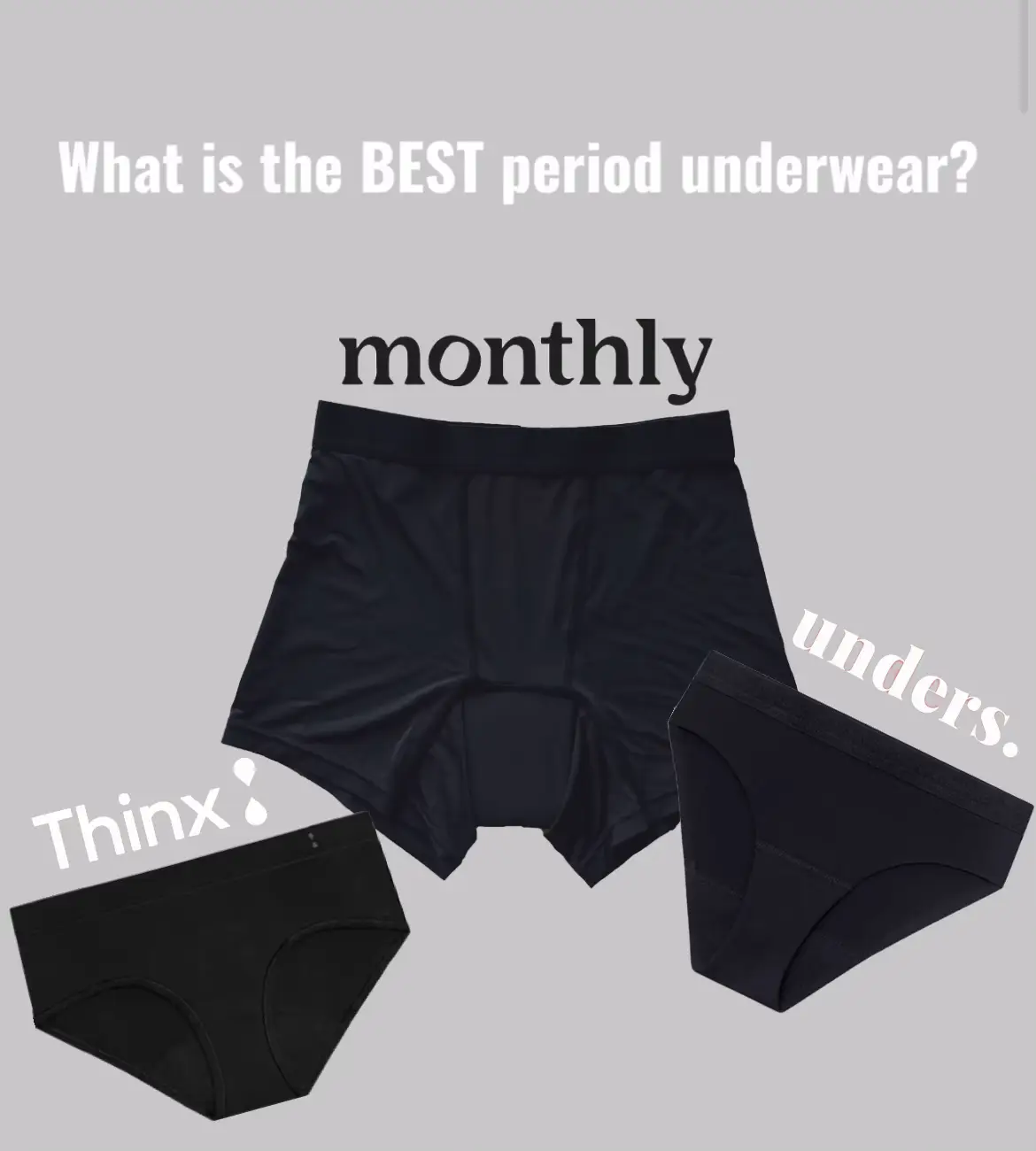 Thinx Teen's 3pc Classic Combo Briefs Period Underwear - Black