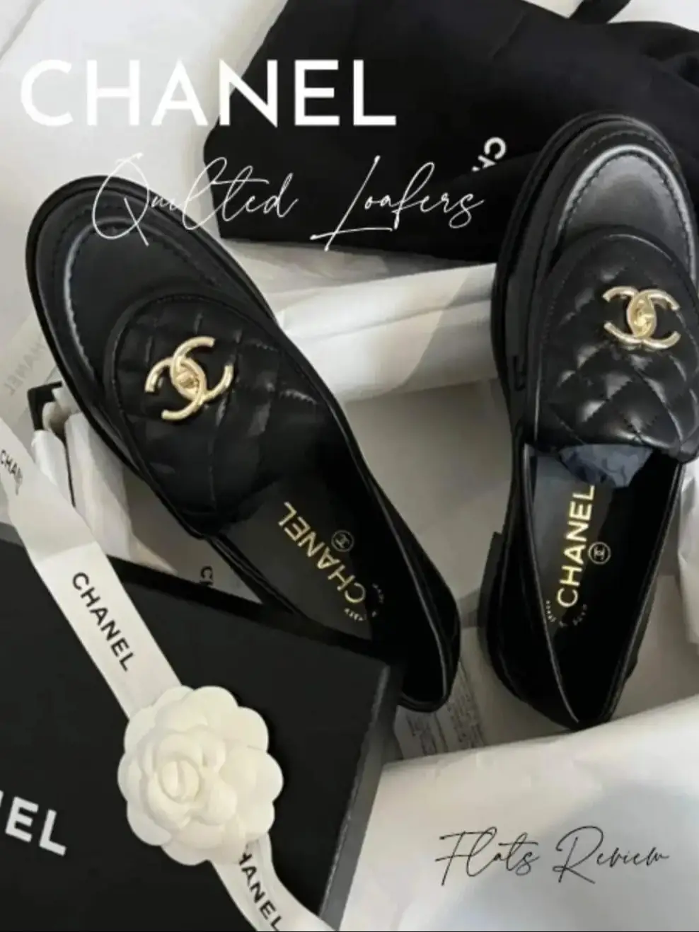 Chanel Quilted Tab Loafers Grey Leather