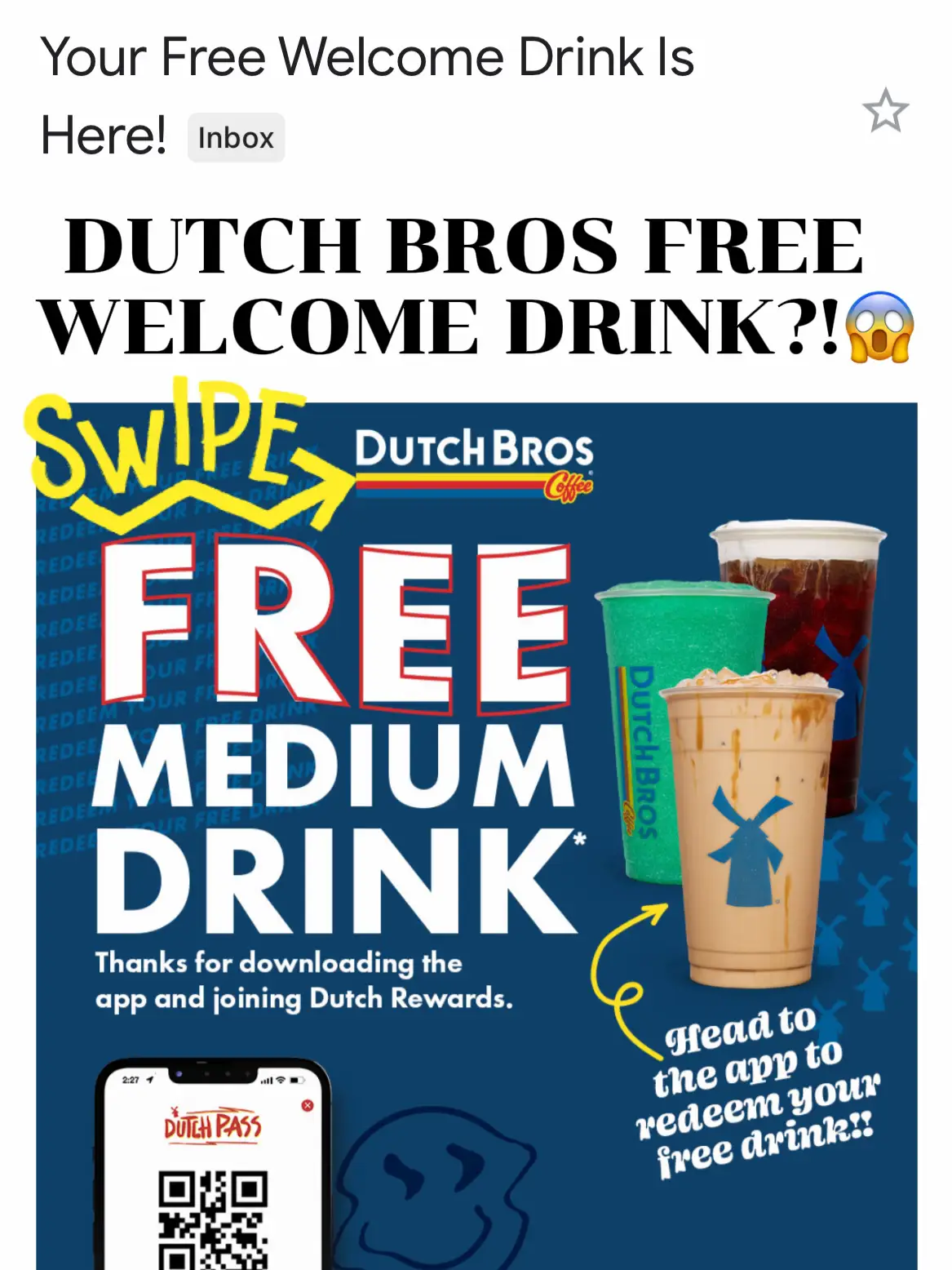 DUTCH BROS FREE WELCOME DRINK?!😱 | Gallery posted by Jessica R | Lemon8