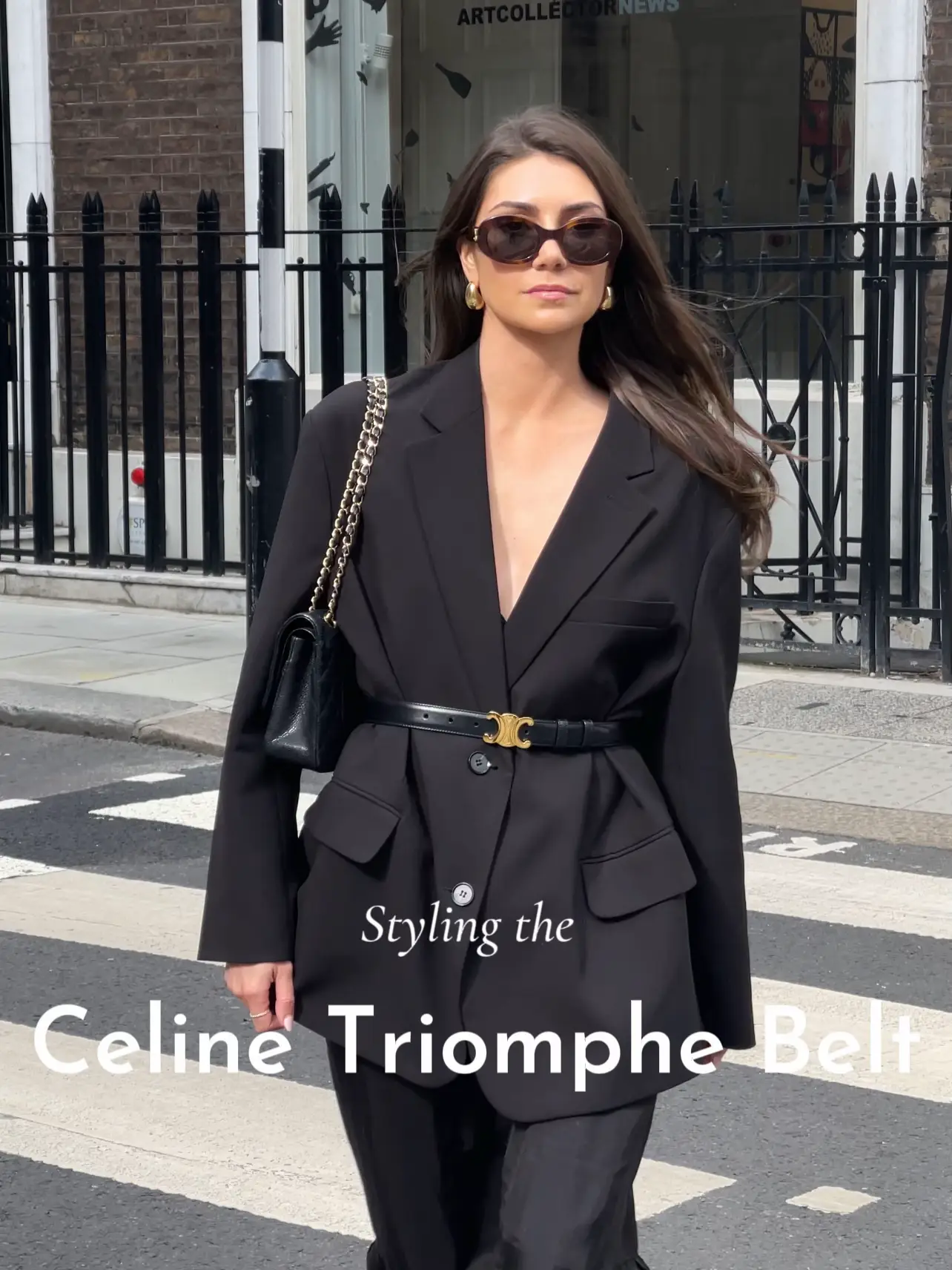 Celine mini belt bag on a person, Trench Coat Winter Outfit