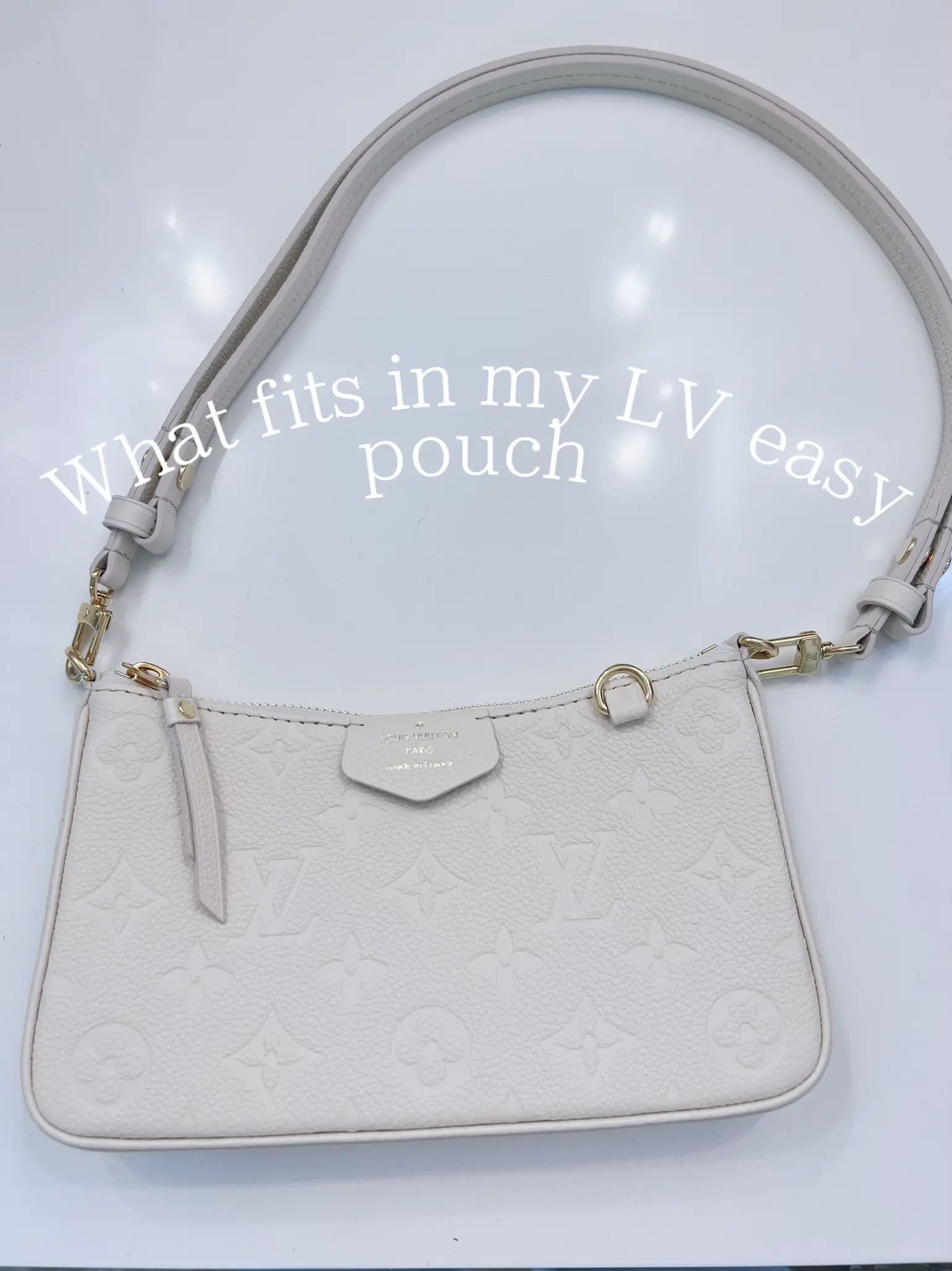 lv easy pouch on strap turtledove