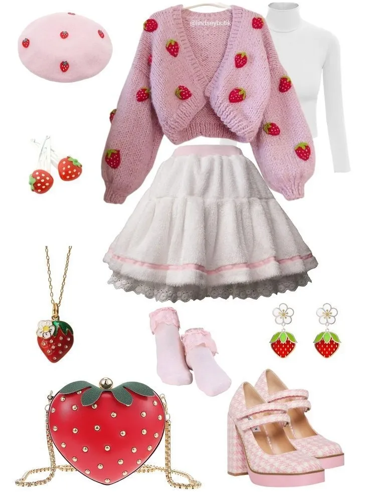 Dolls Kill X Strawberry Shortcake Strawberry Print Corset Lace Up Top -  Pink in 2024