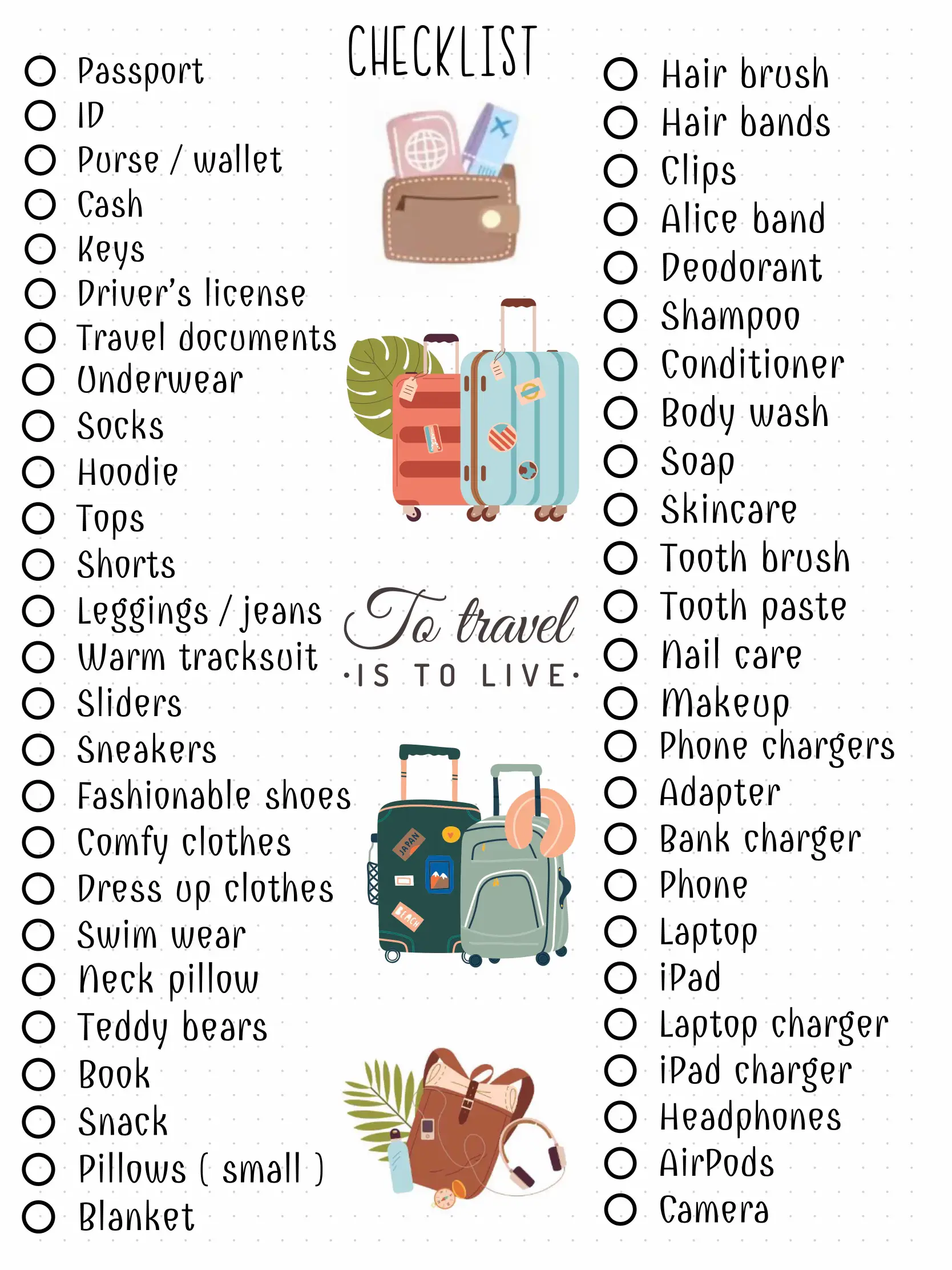 MUA Packing Checklist