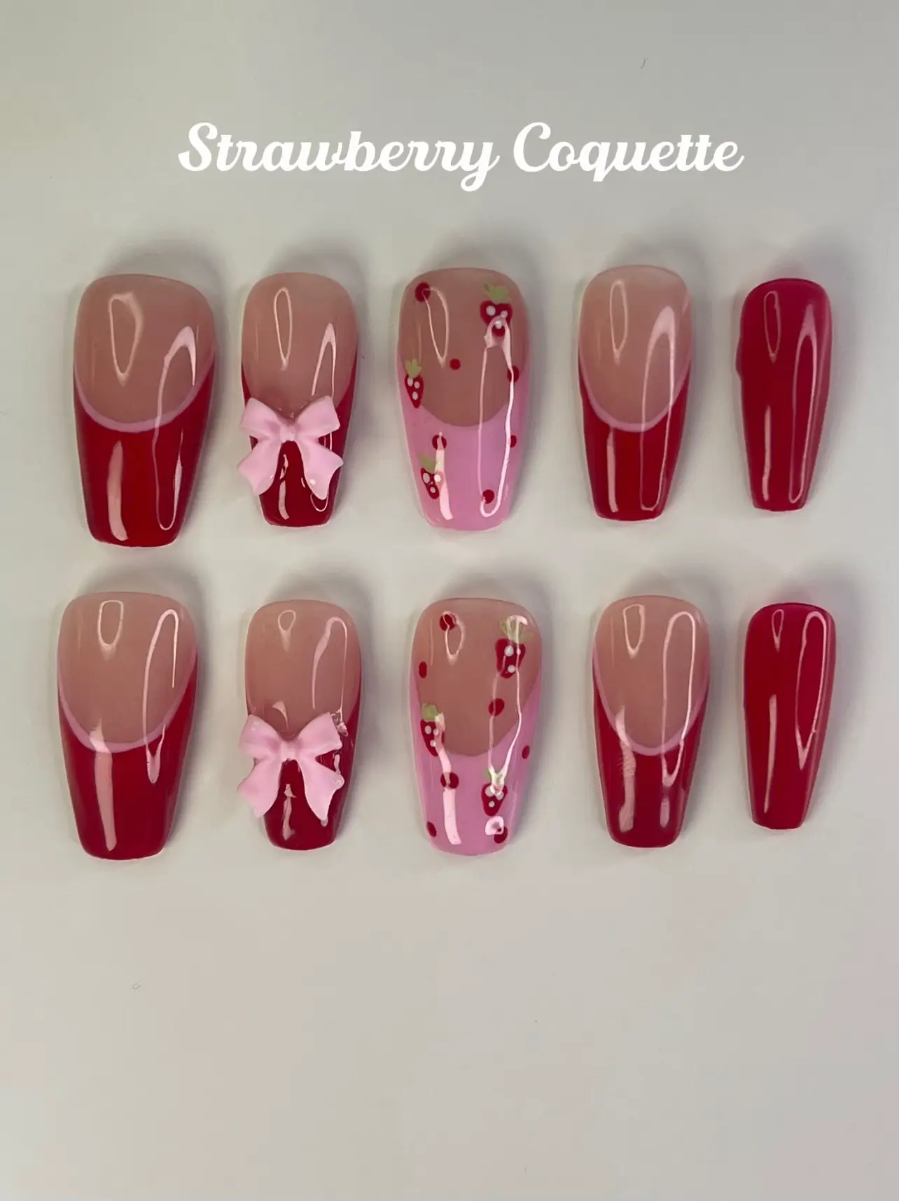 🍓🎀Strawberry coquette press on nails🍓🎀, Gallery posted by Adeilyn