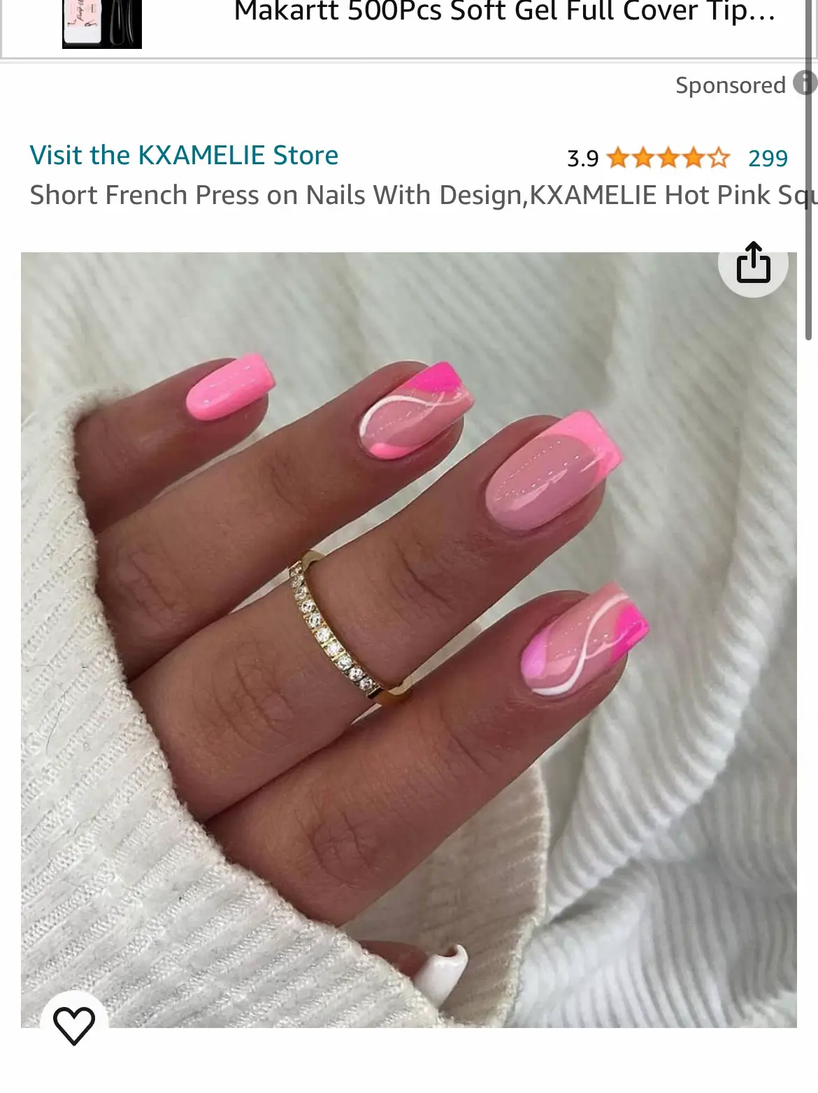 Summer Nails Short French Press on Nails With Design KXAMELIE Hot