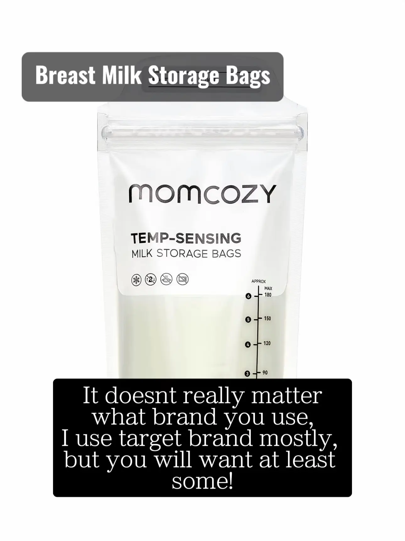 Momcozy Breastmilk Storage Bags - White, 120