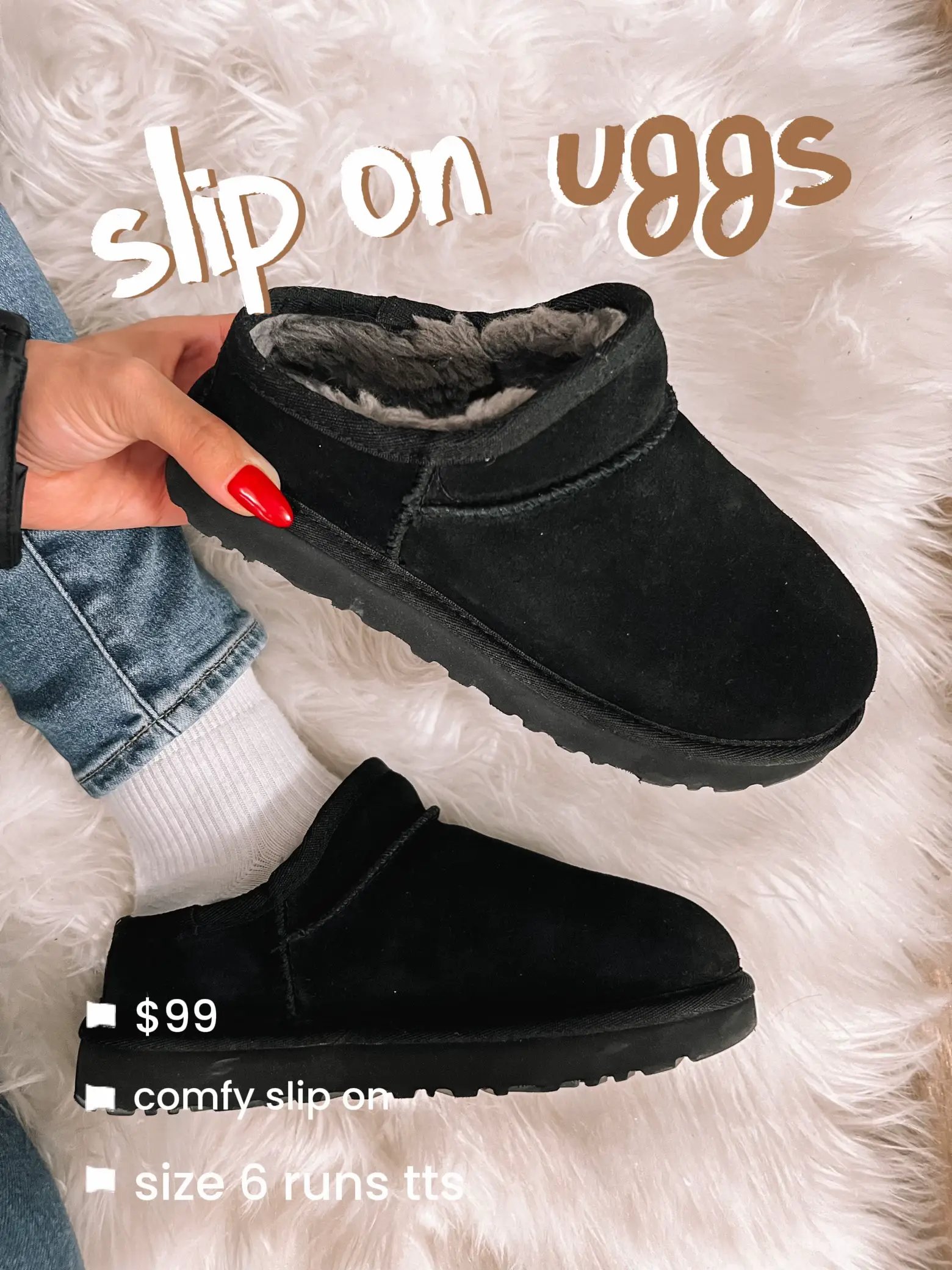 Black ugg discount slippers size 6