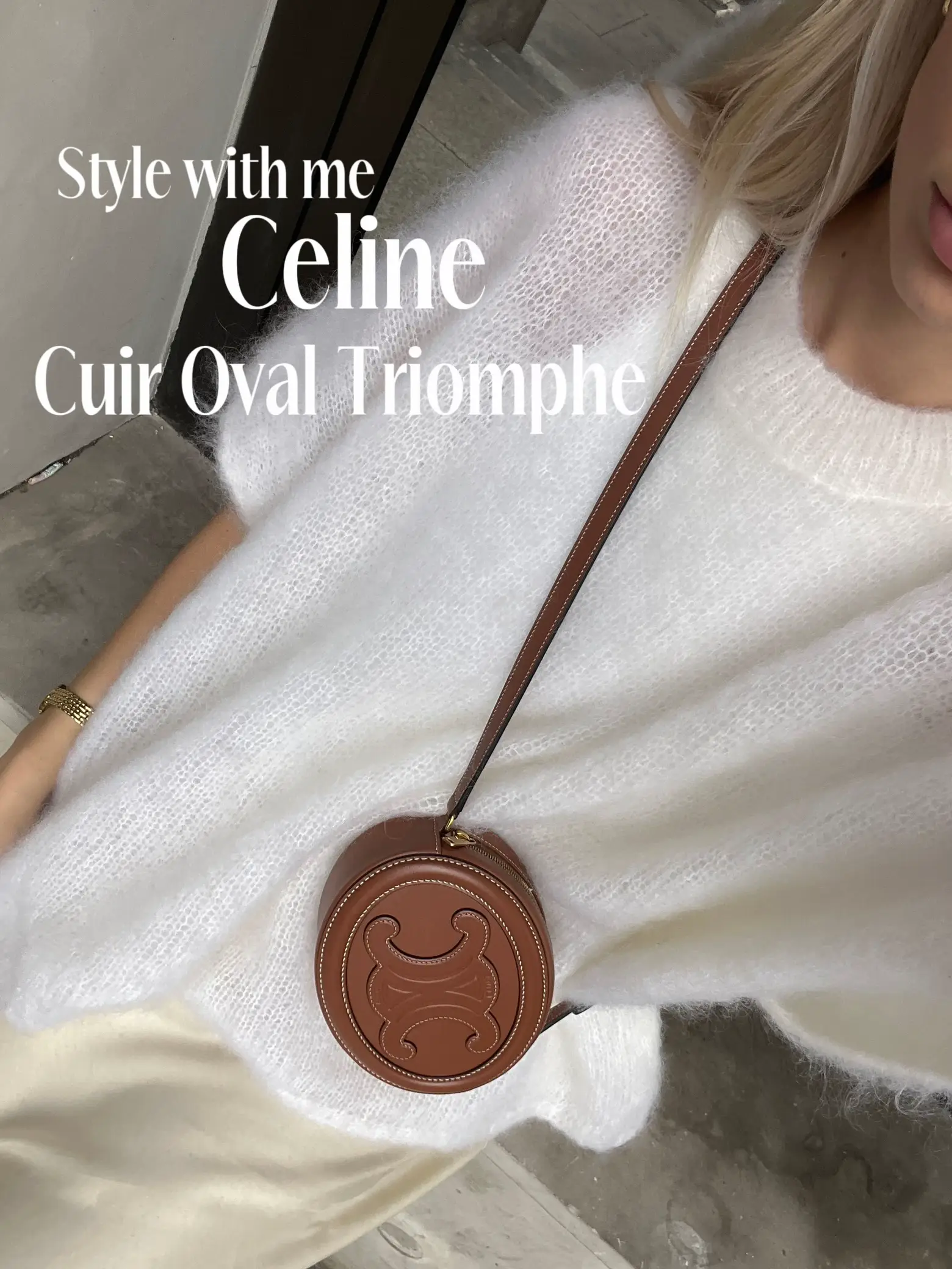 Celine Folco Cuir Triomphe Shoulder Bag in Tan Smooth Calfskin