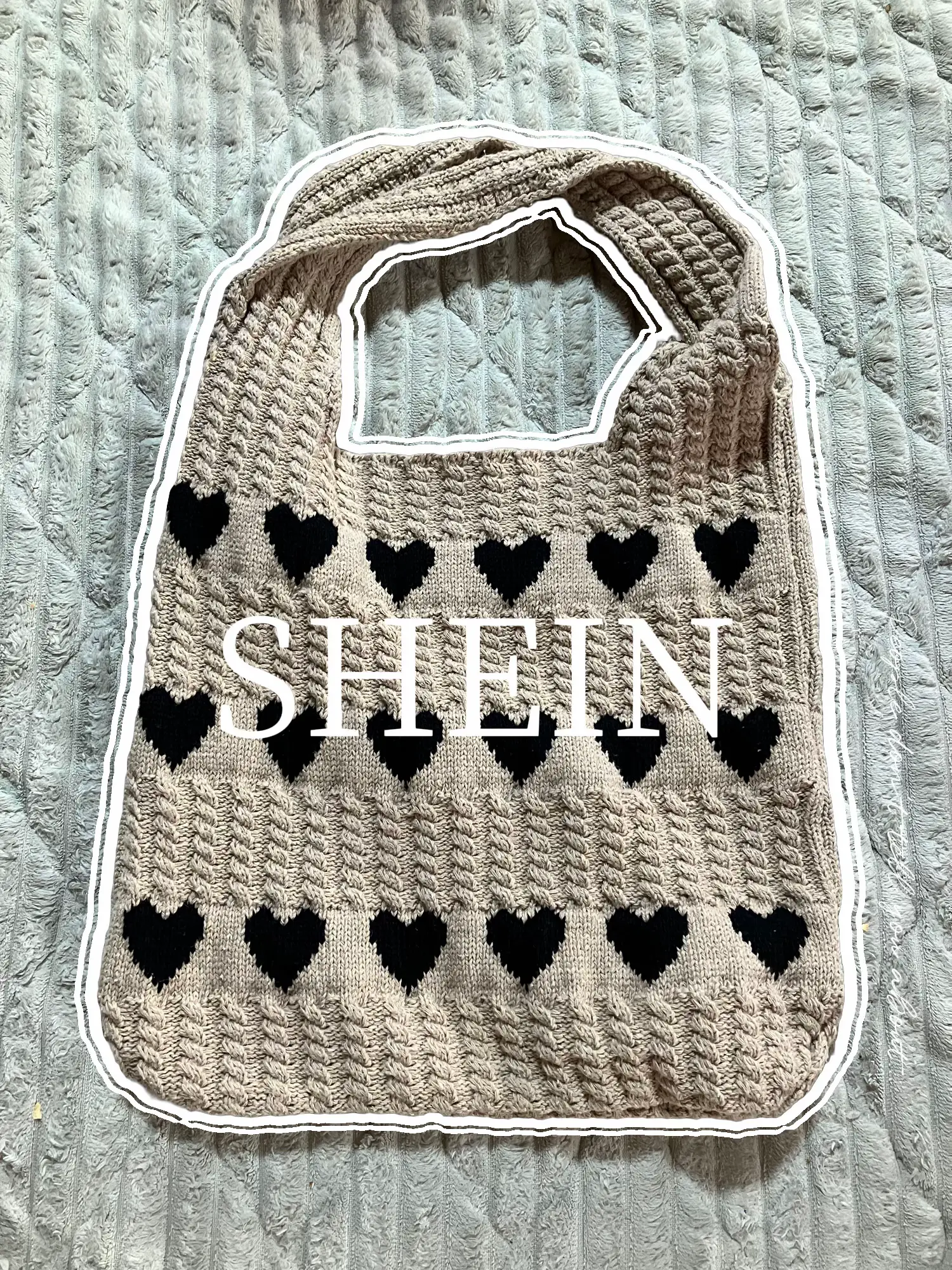 SHEIN🖤ハート柄クロシェトートバッグ👜 | 𝕠𝕞𝕒𝕞𝕚🧸が投稿したフォトブック | Lemon8