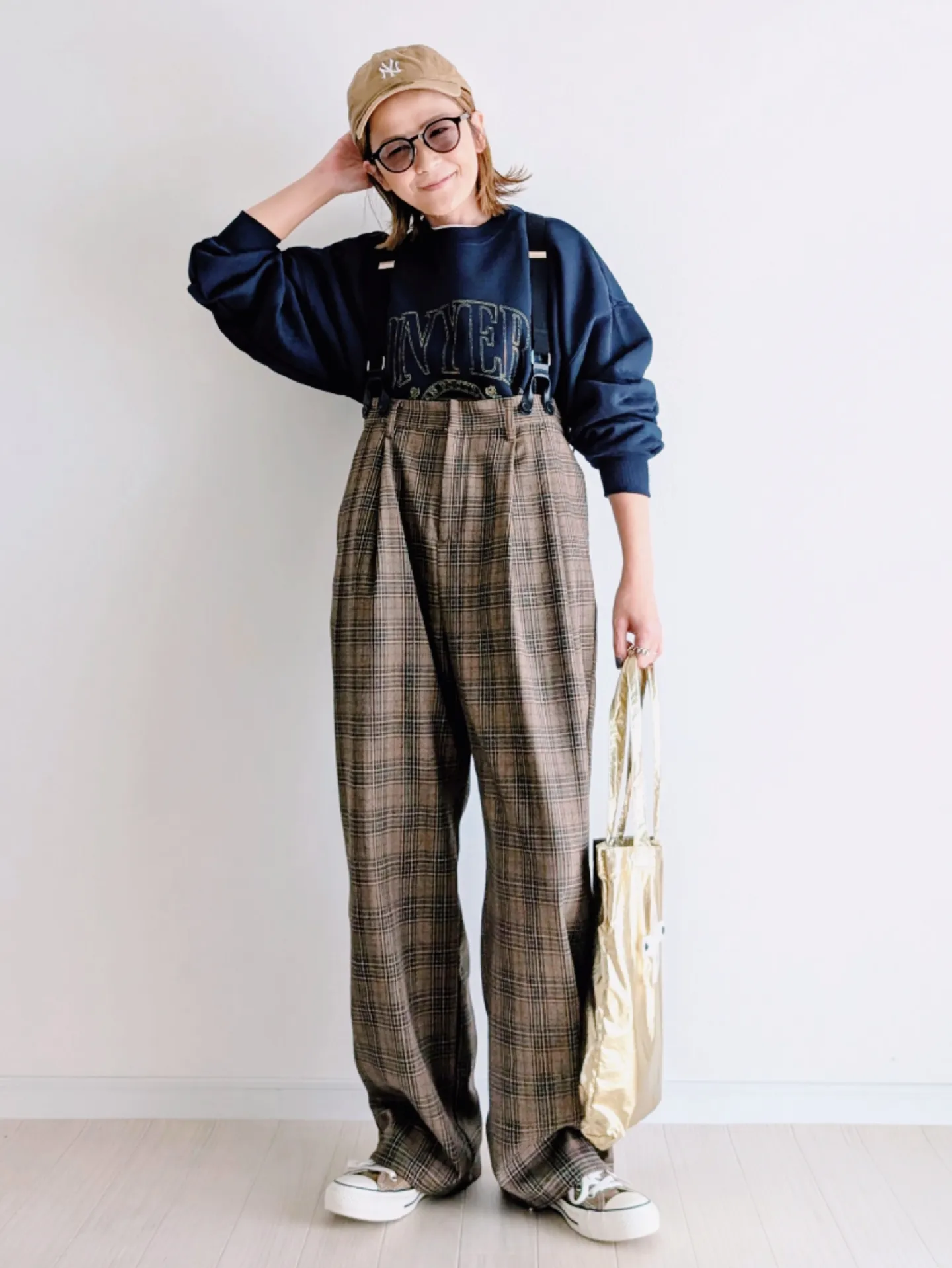 yori ヨリ　サスペンダー　ハイウエスト　スティック　パンツ　34 yori(ヨリ)の「サスペンダー付ハイウエストスティックパンツ