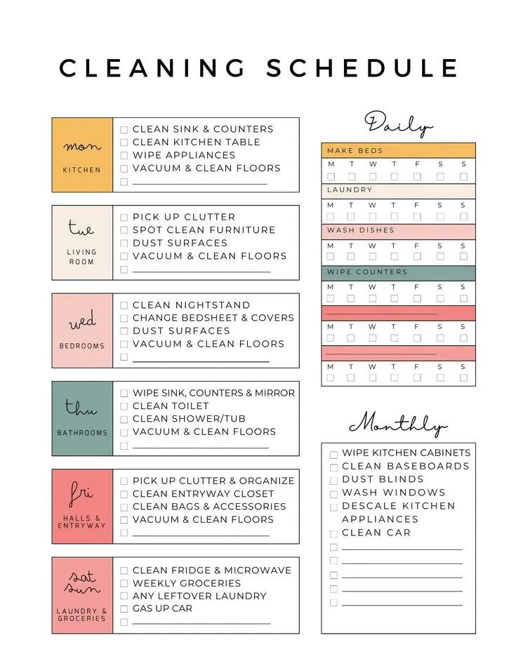 Cleaning Schedule 📝🧹 Gallery posted by Home Journal Lemon8