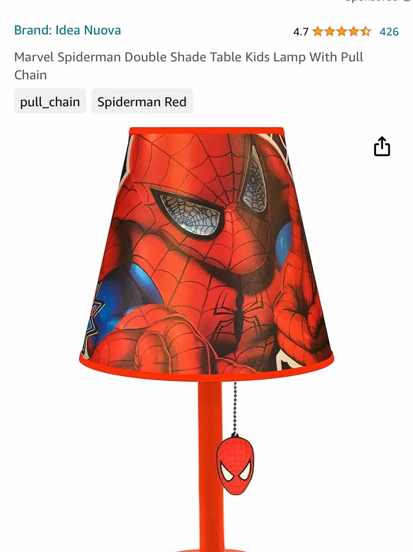  Marvel Spiderman Double Shade Table Kids Lamp With