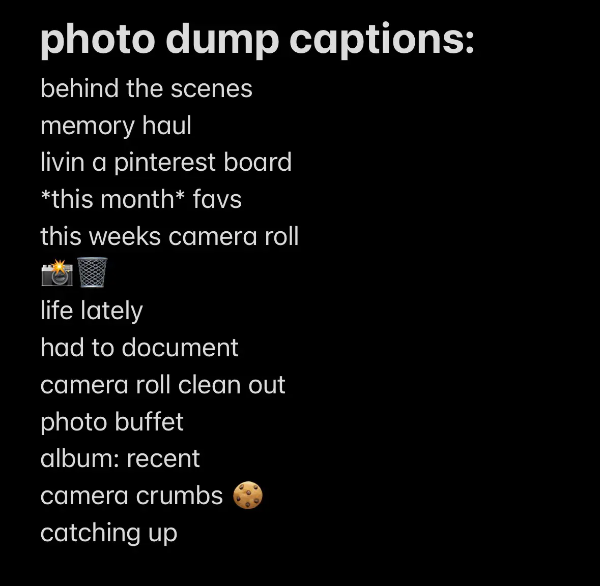  A list of things to document
