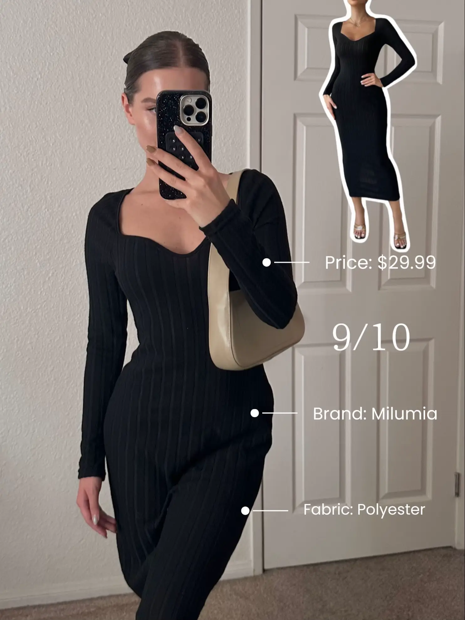 Black Rib High Neck Full Sleeves Bodycon Dress – LA CHIC PICK
