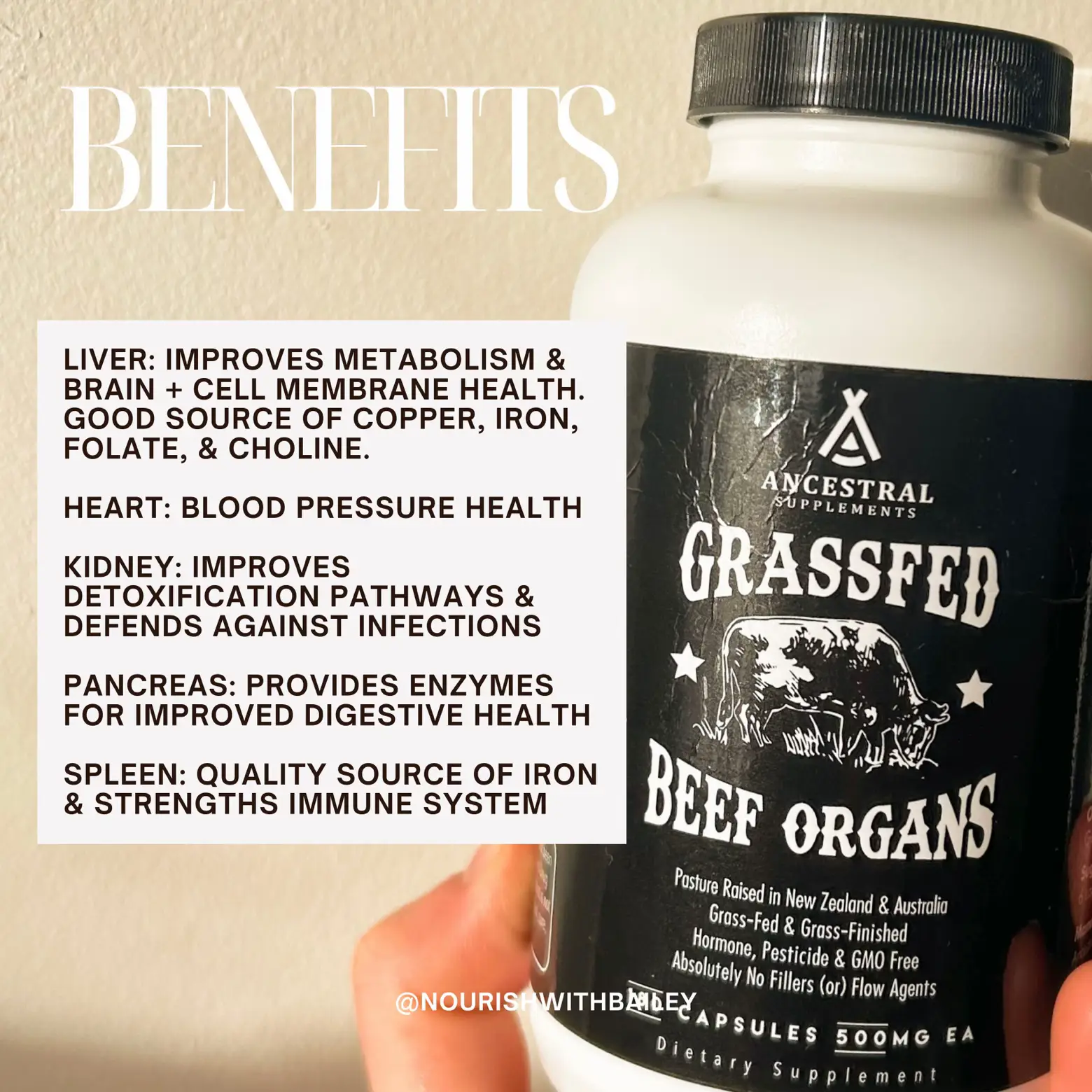 Ancestral Supplements Grass Fed Beef Colostrum Supplement, 3000 mg, Offers  Immune Support and Promotes Gut Health, Athletic Performance, Healthy Iron