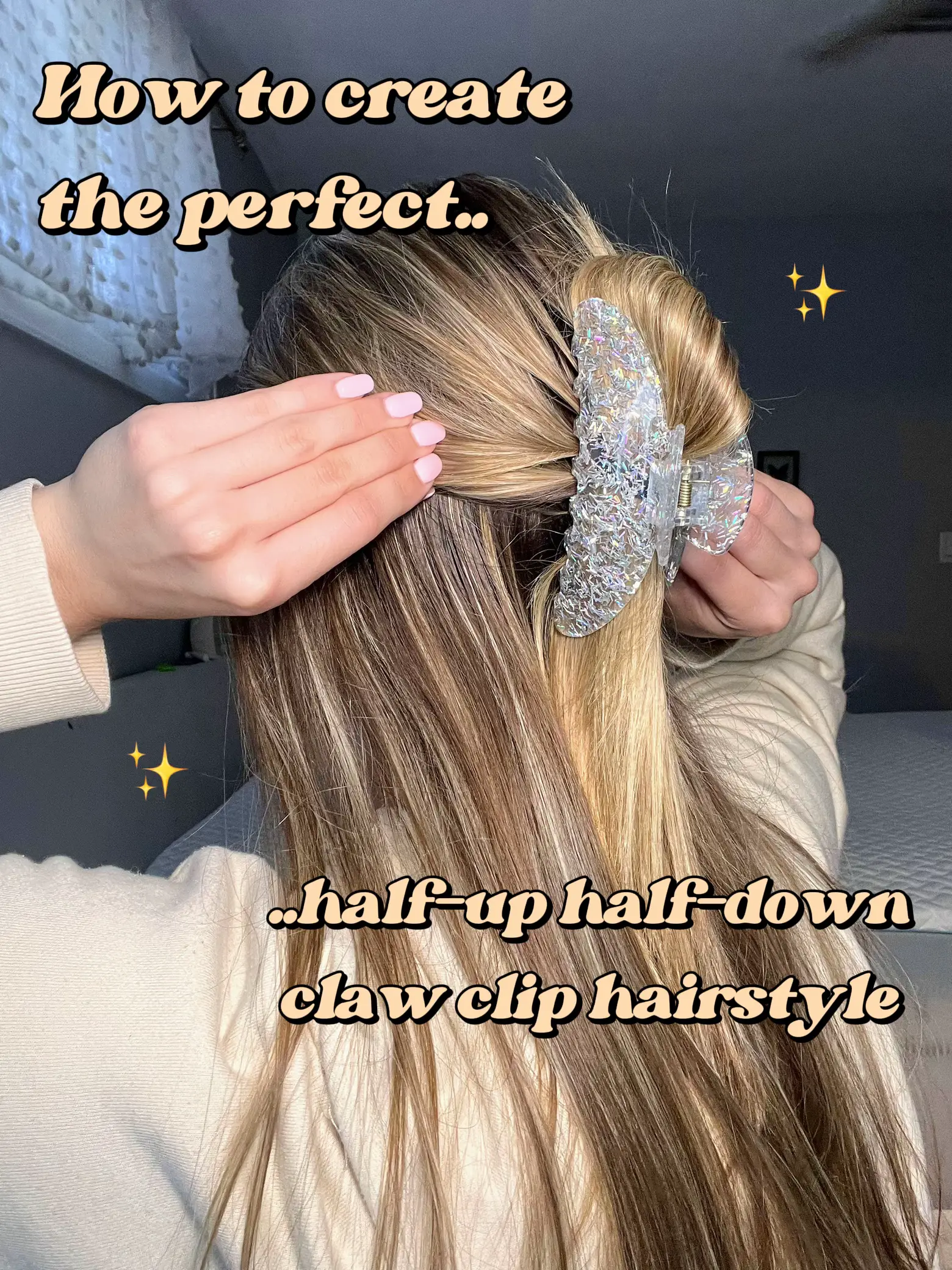 How to do a cute half up hairstyle with a claw clip!! Can be