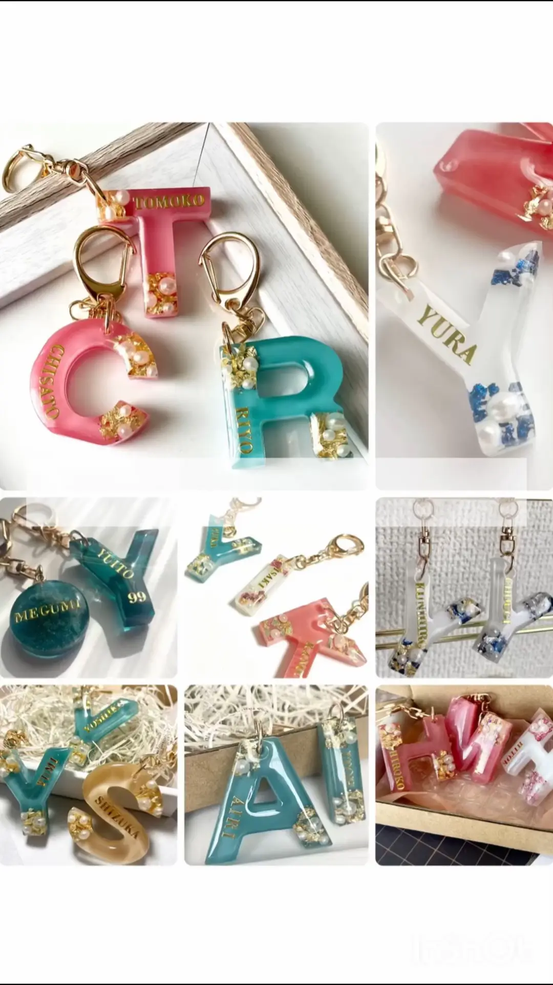 大人気！選べるグラデーションのイニシャルシェイカーキーホルダー  