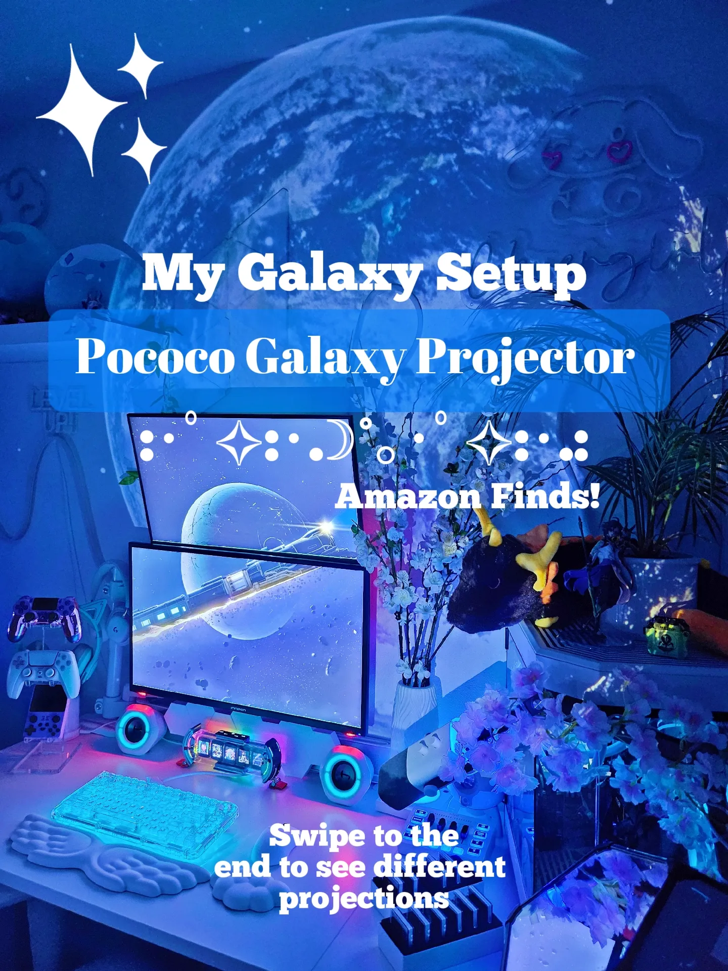 POCOCO Galaxy Star Projector for Bedroom with Replaceable Optical