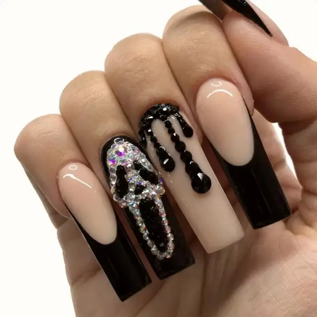 10pcs/lot Halloween Skull Design Black Rhinestones for Nails 