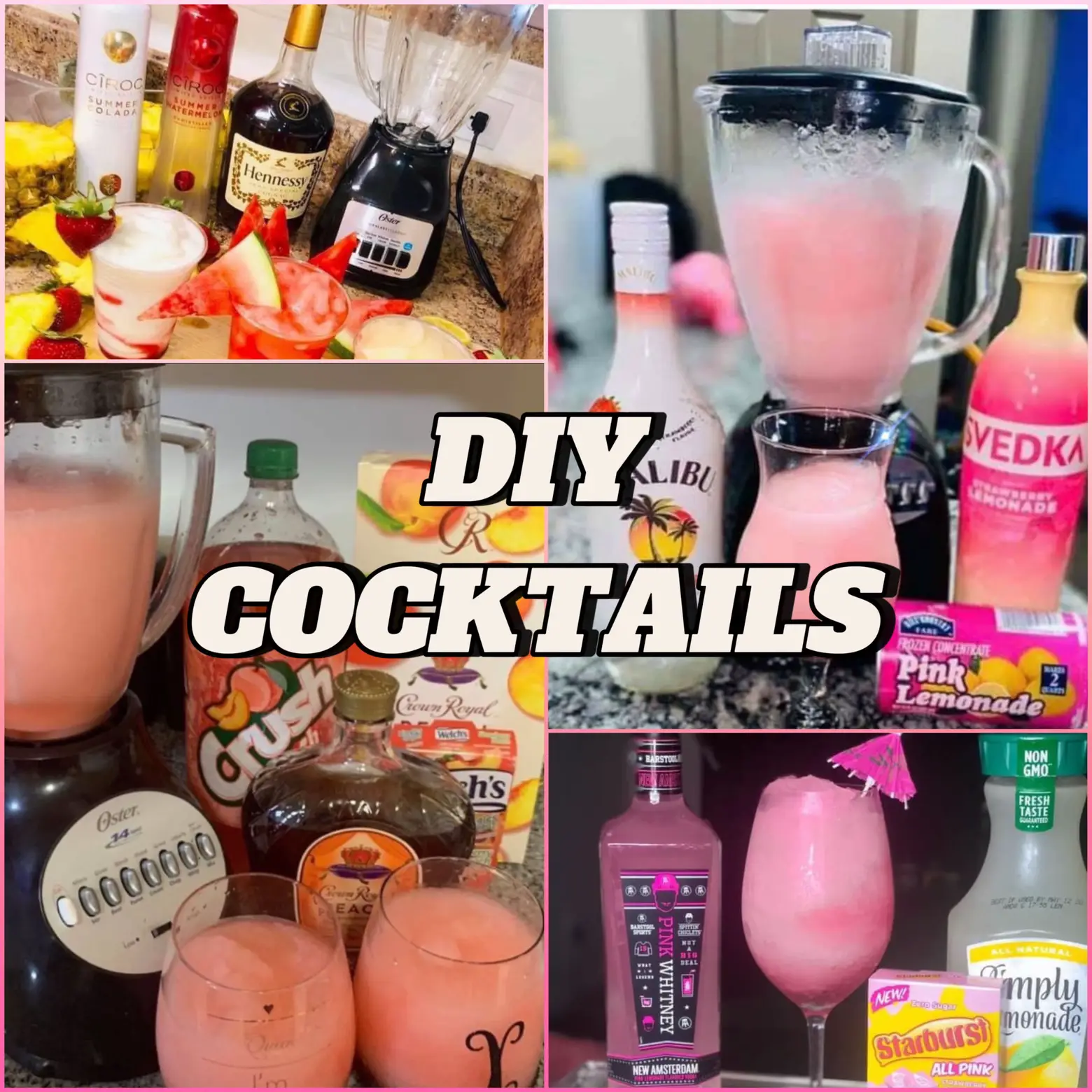  A collage of images and text that says "Day 1": "DIY Cocktails" and "non-GMO Fresh".