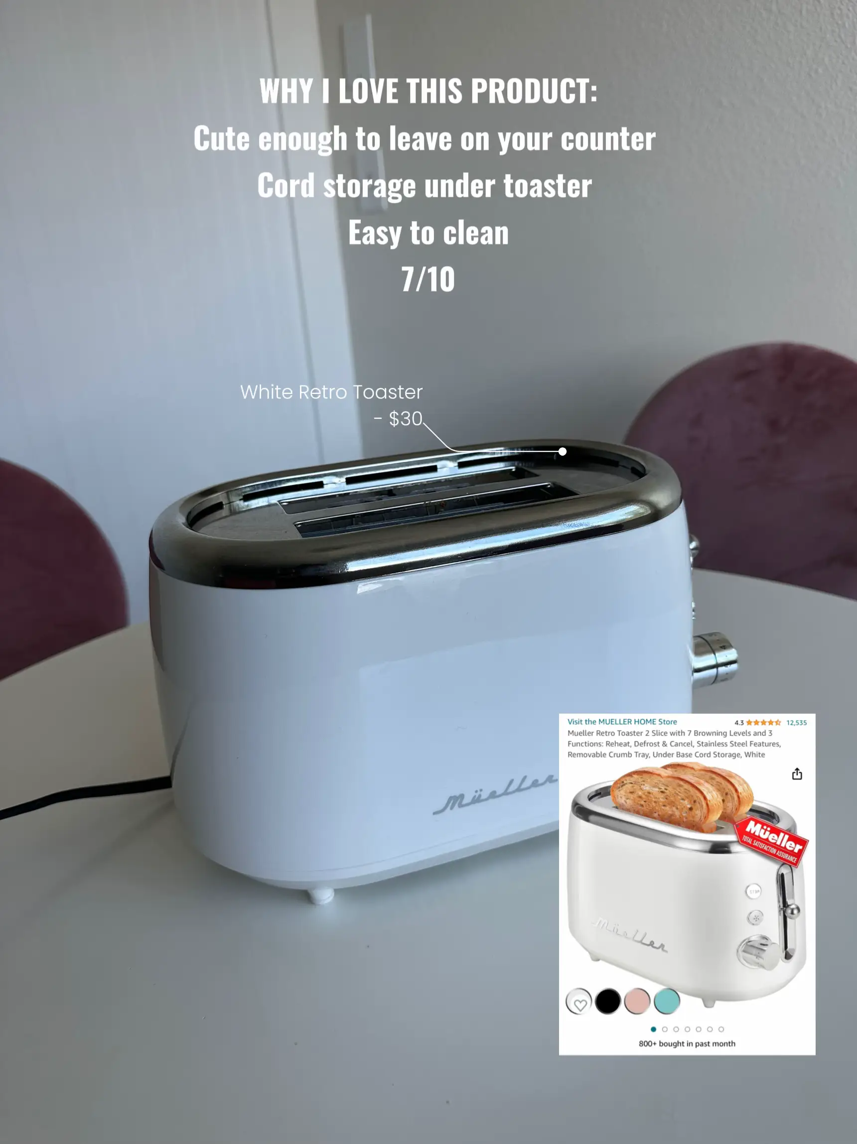 Mueller Retro Toaster 2 Slice, Black