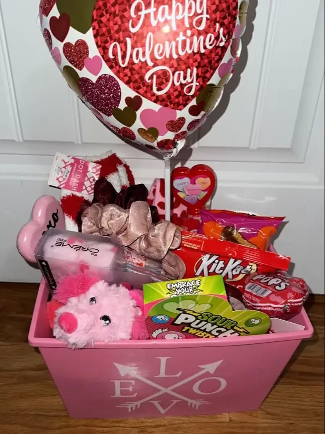 VINTAGE CANDY CO. VALENTINES DAY CANDY CARE PACKAGE Vday Basket Variety  LOADED Gift Box Hamper Filled With Valentine Milk Chocolate Hearts, Kisses