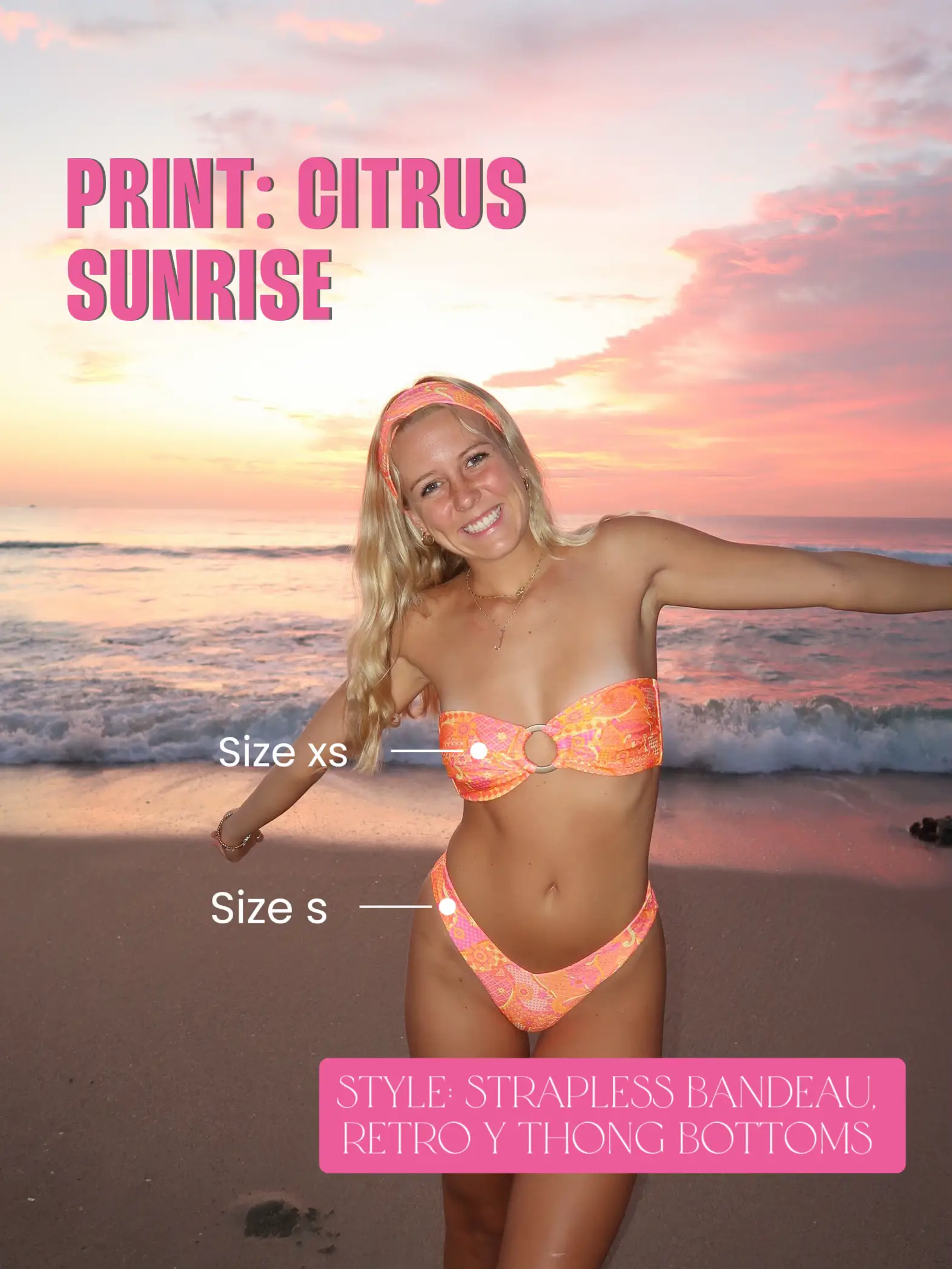 Strapless Bandeau Bikini Top - Citrus Sunrise –Kulani Kinis