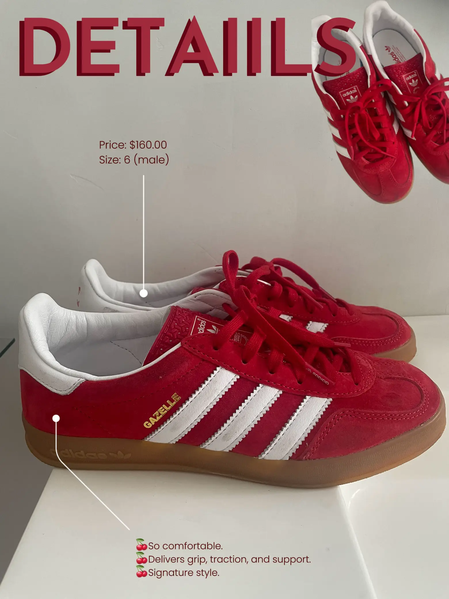 new gazelle indoor🧡  Adidas outfit shoes, Red adidas shoes, Red sneakers