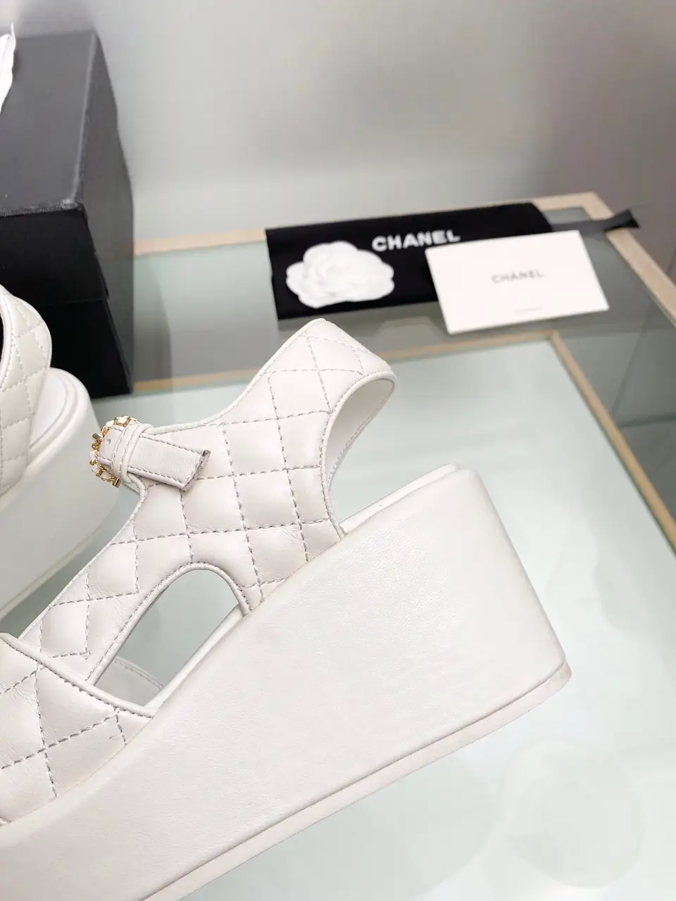chanel white wedges 8