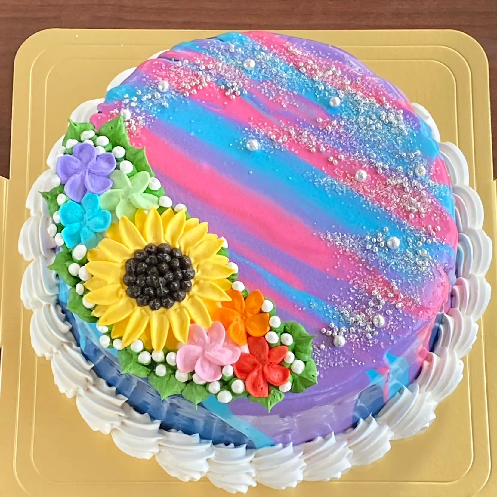 向日葵🌻×ユニコーンカラー🦄＝虹色ケーキ🌈 | ヘルシー！美味しい