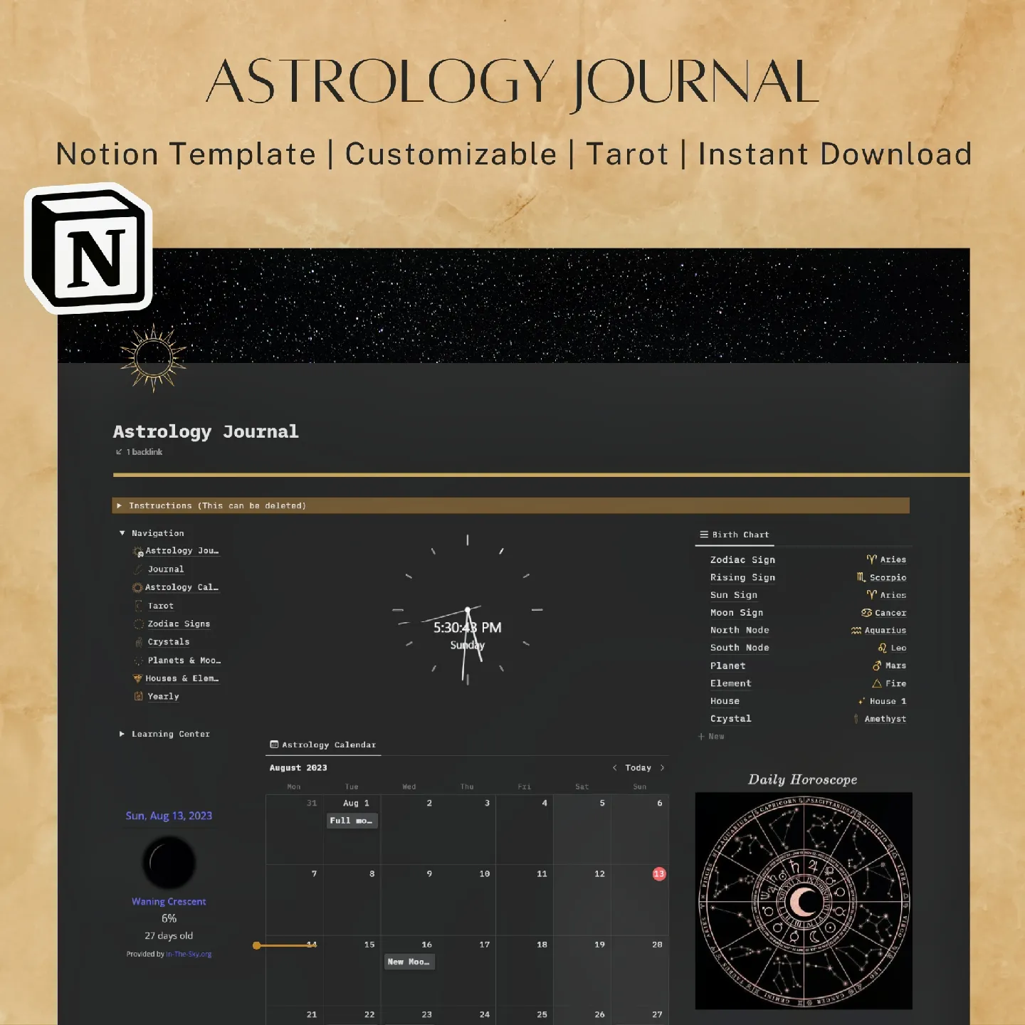 Astrology Journal, New Listing, Gallery posted by Araya Reads